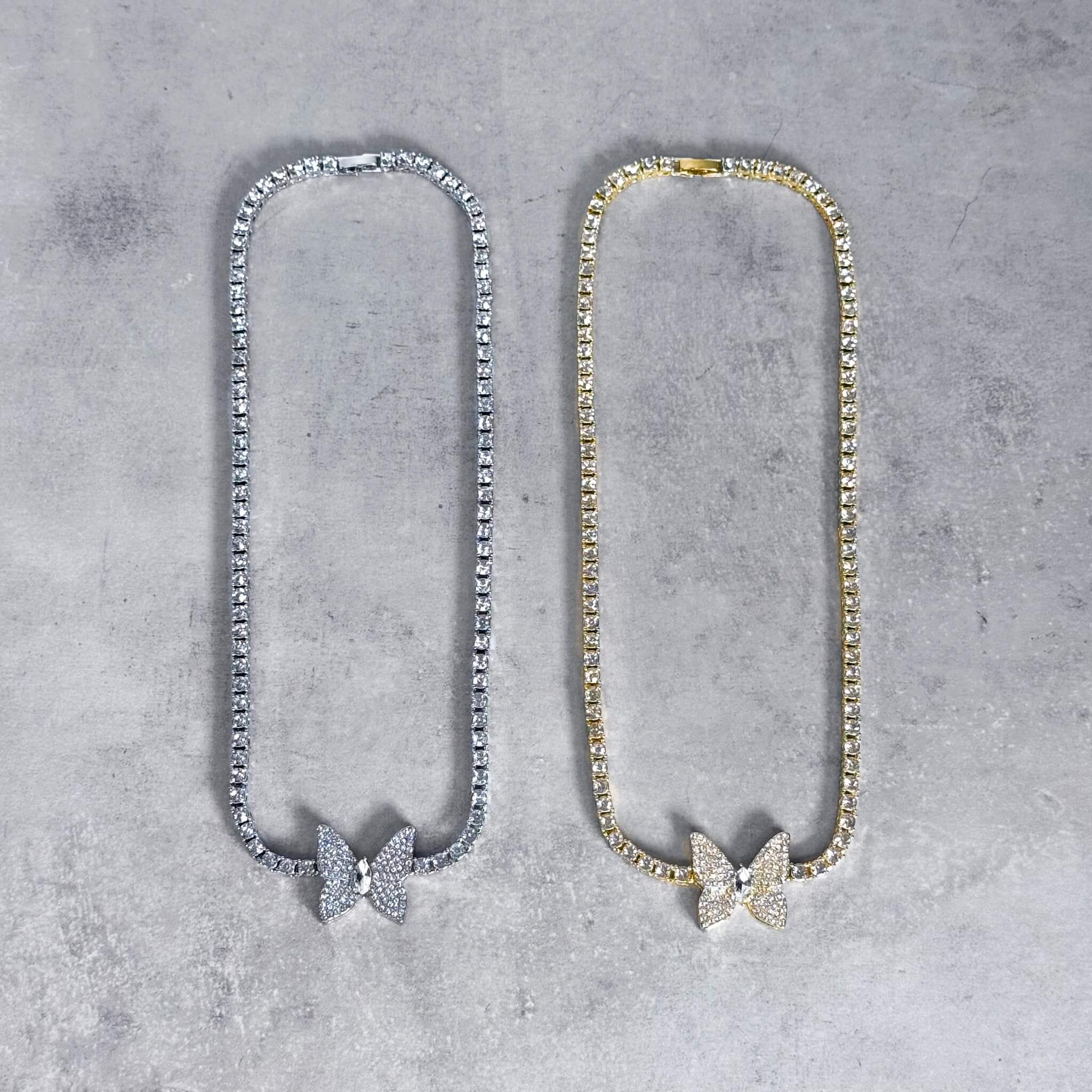 Iced Out 24mm Butterfly Tennis Chain Necklace