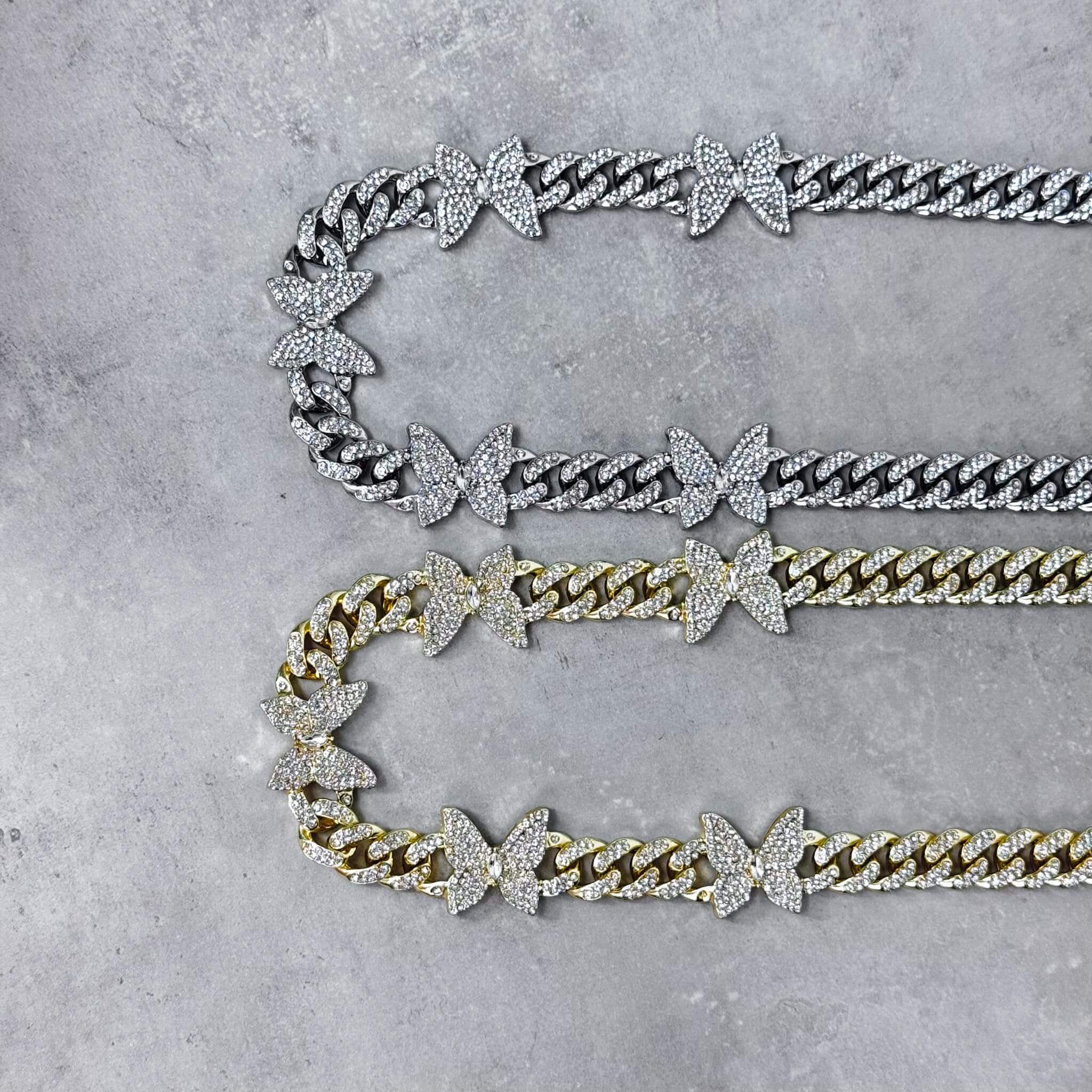 12mm Iced Out Butterfly Cuban Link Chain Necklace