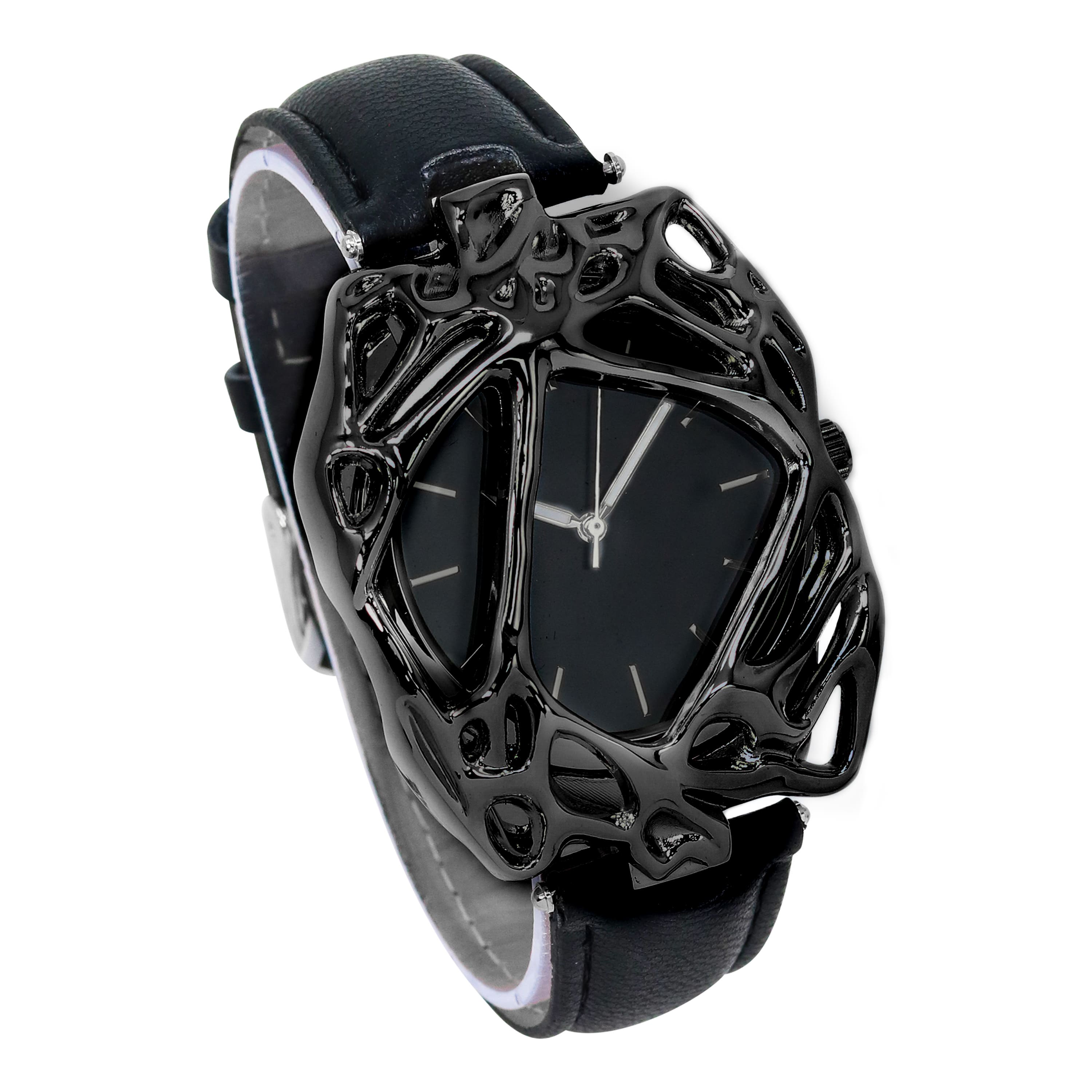 Men’s 40mm Spider Web Watch - Leather Band, Quartz Movement
