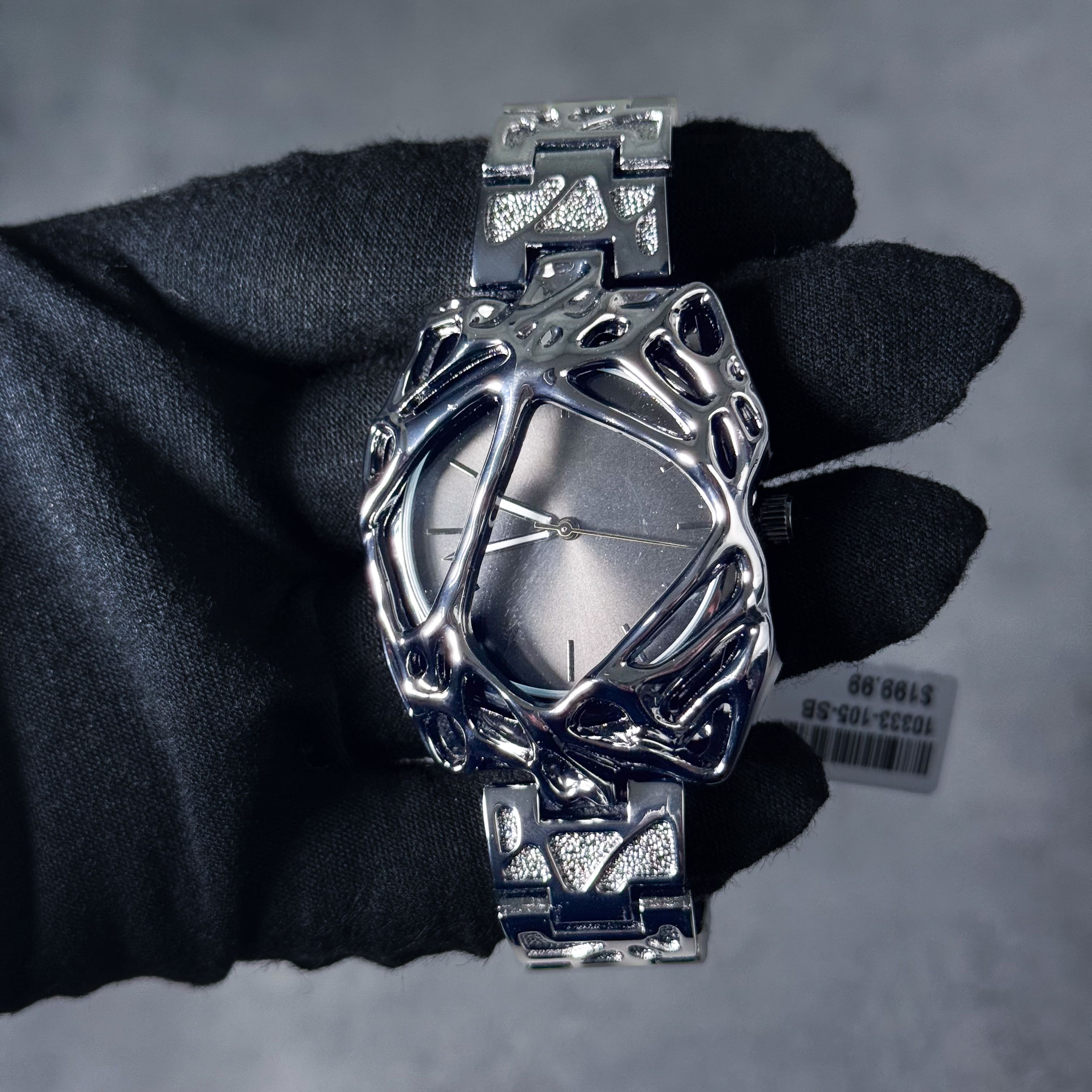 Men’s 40mm Spider Web Watch - Metal Band, Quartz Movement