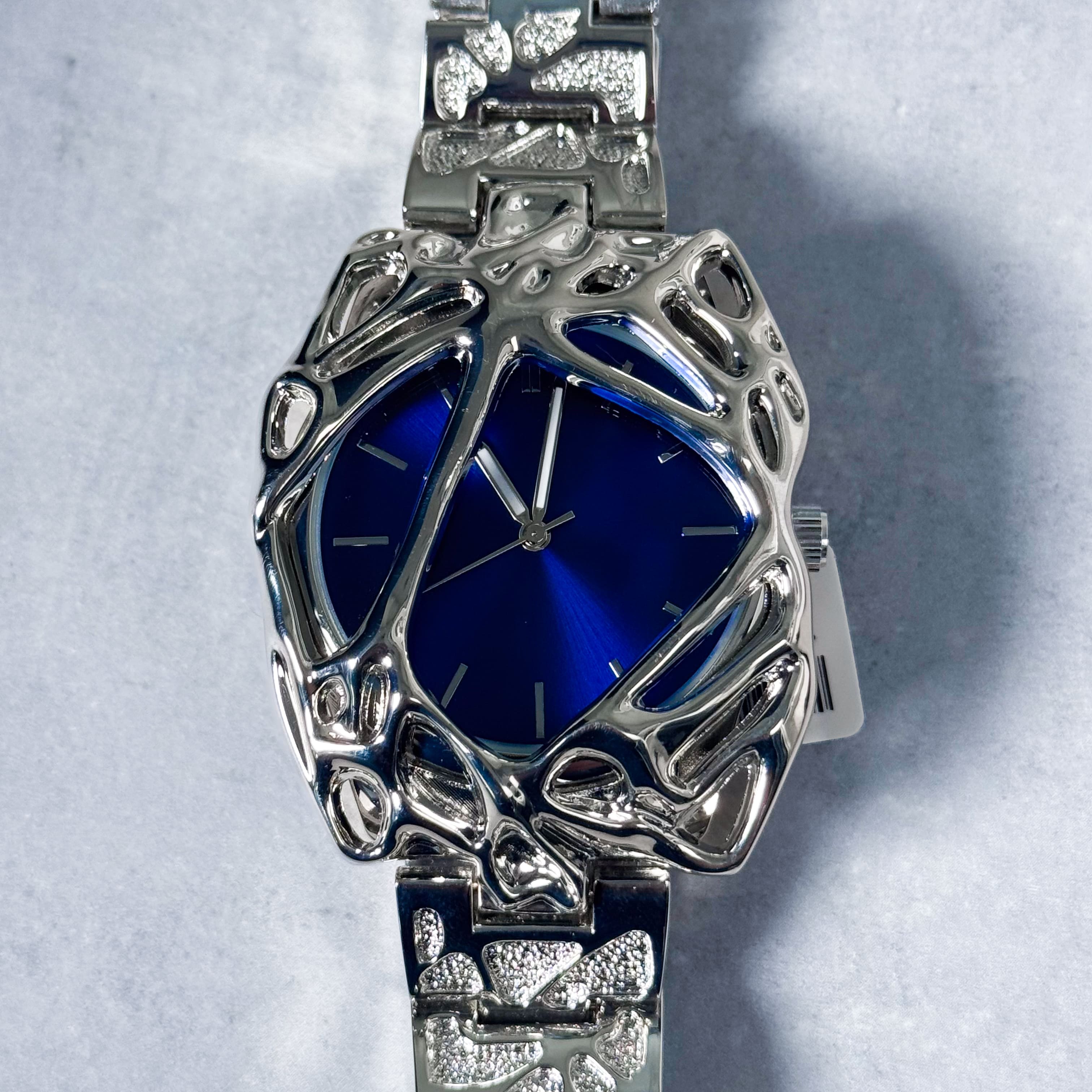 Men’s 40mm Spider Web Watch - Metal Band, Quartz Movement