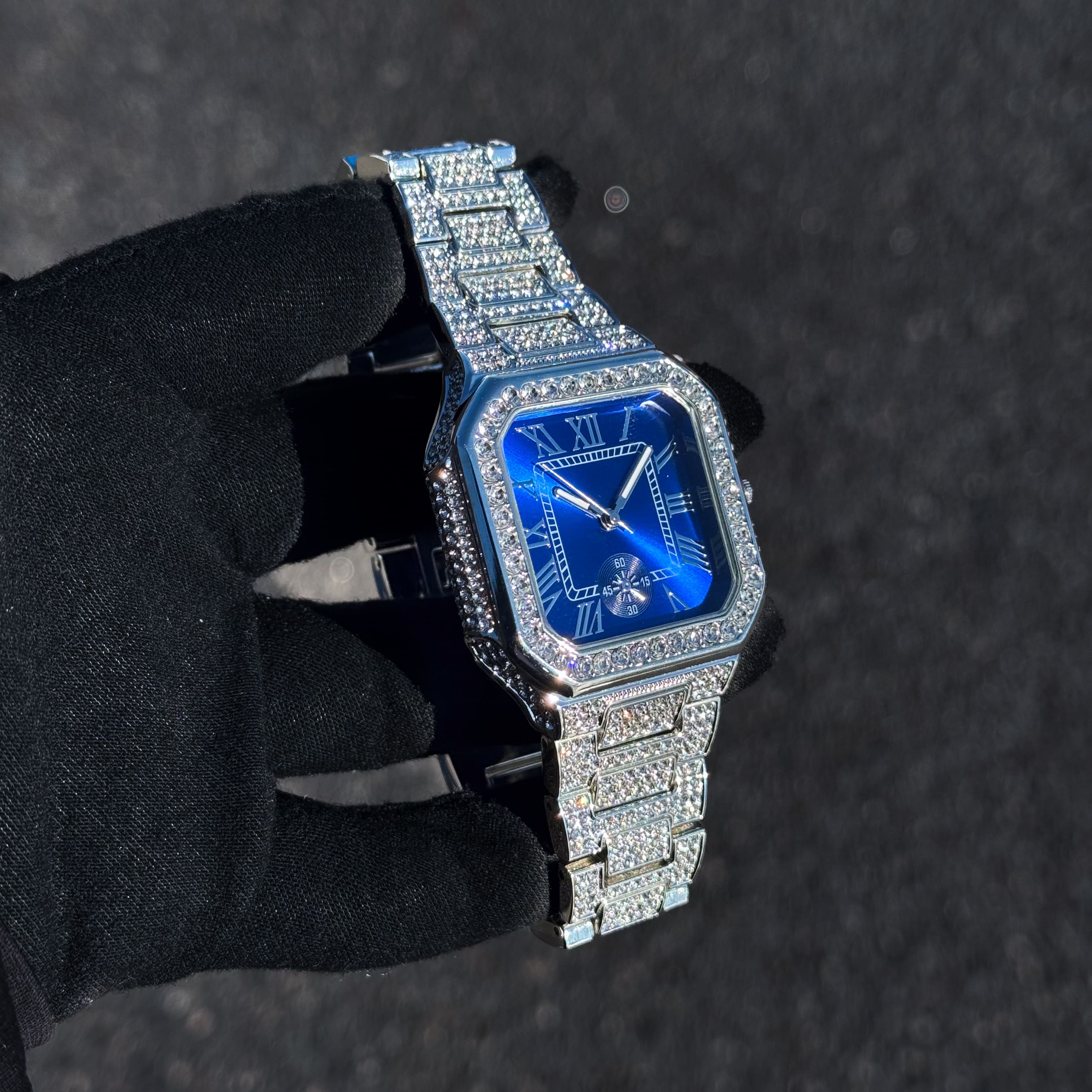 Men's 41mm Iced Octagon Watch - Metal Band, Quartz Movement