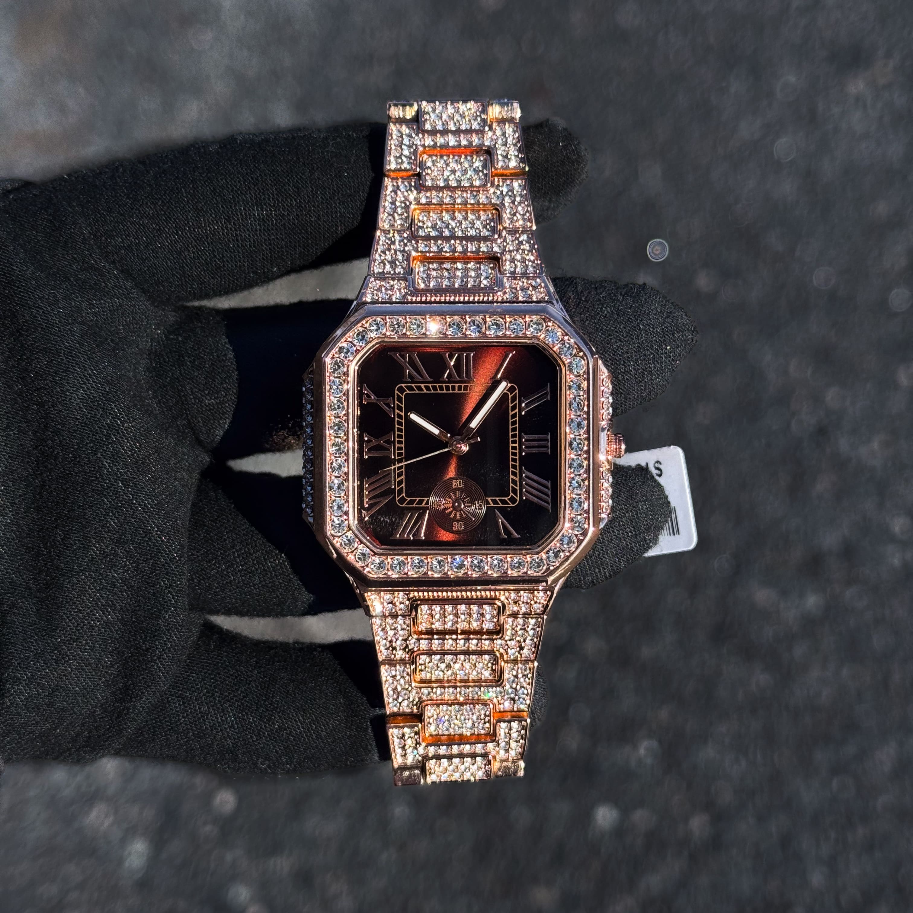 Men's 41mm Iced Octagon Watch - Metal Band, Quartz Movement