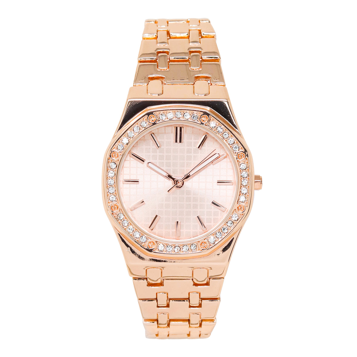 Men’s 33mm Crystal Bezel Watch - Metal Band, Quartz Movement