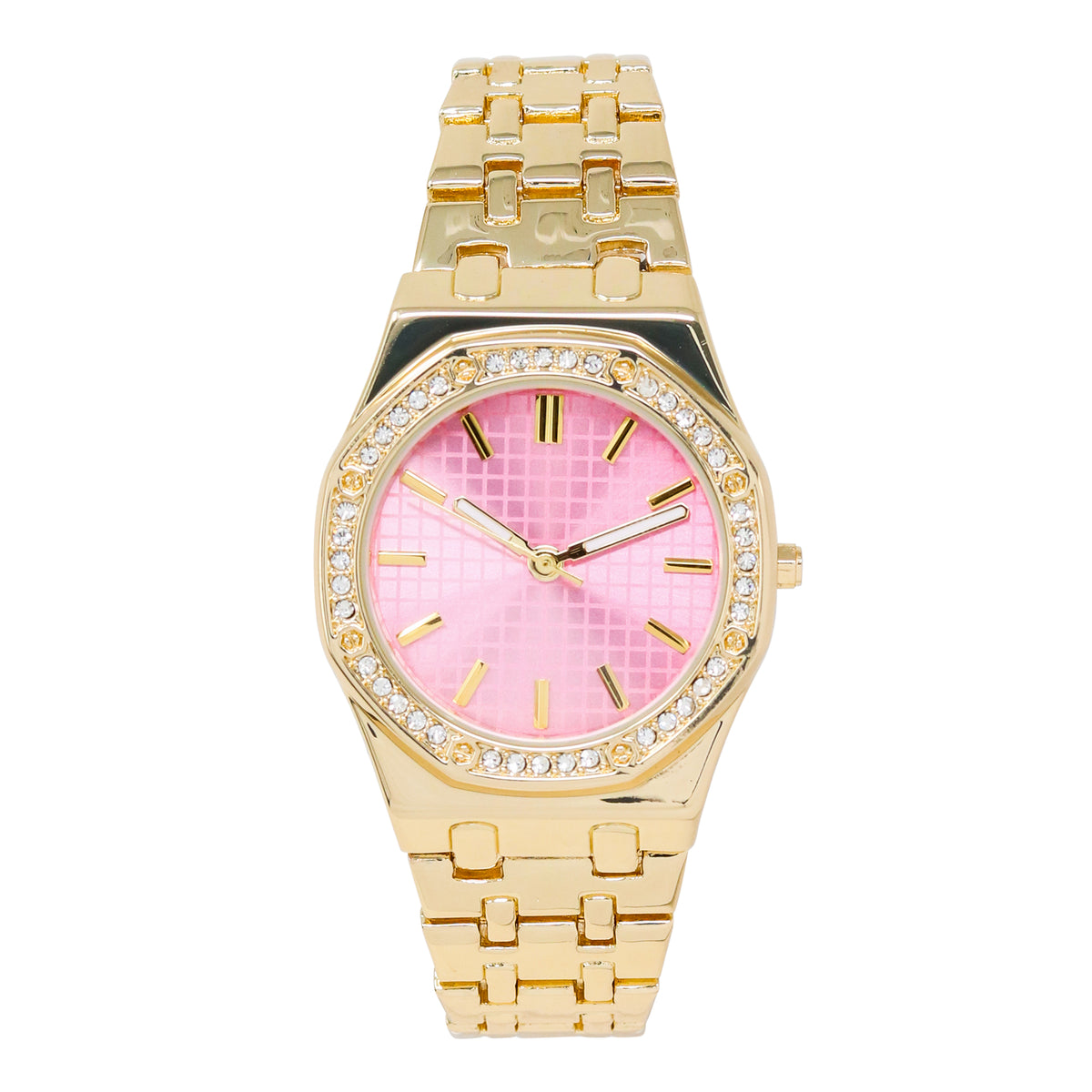 Men’s 33mm Crystal Bezel Watch - Metal Band, Quartz Movement