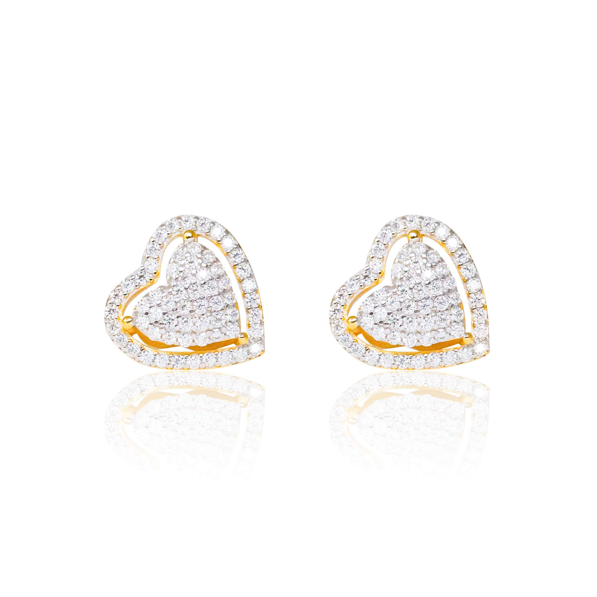 12mm Heart Moissanite Cluster Earrings, 0.82ct Diamond Studs in Sterling Silver
