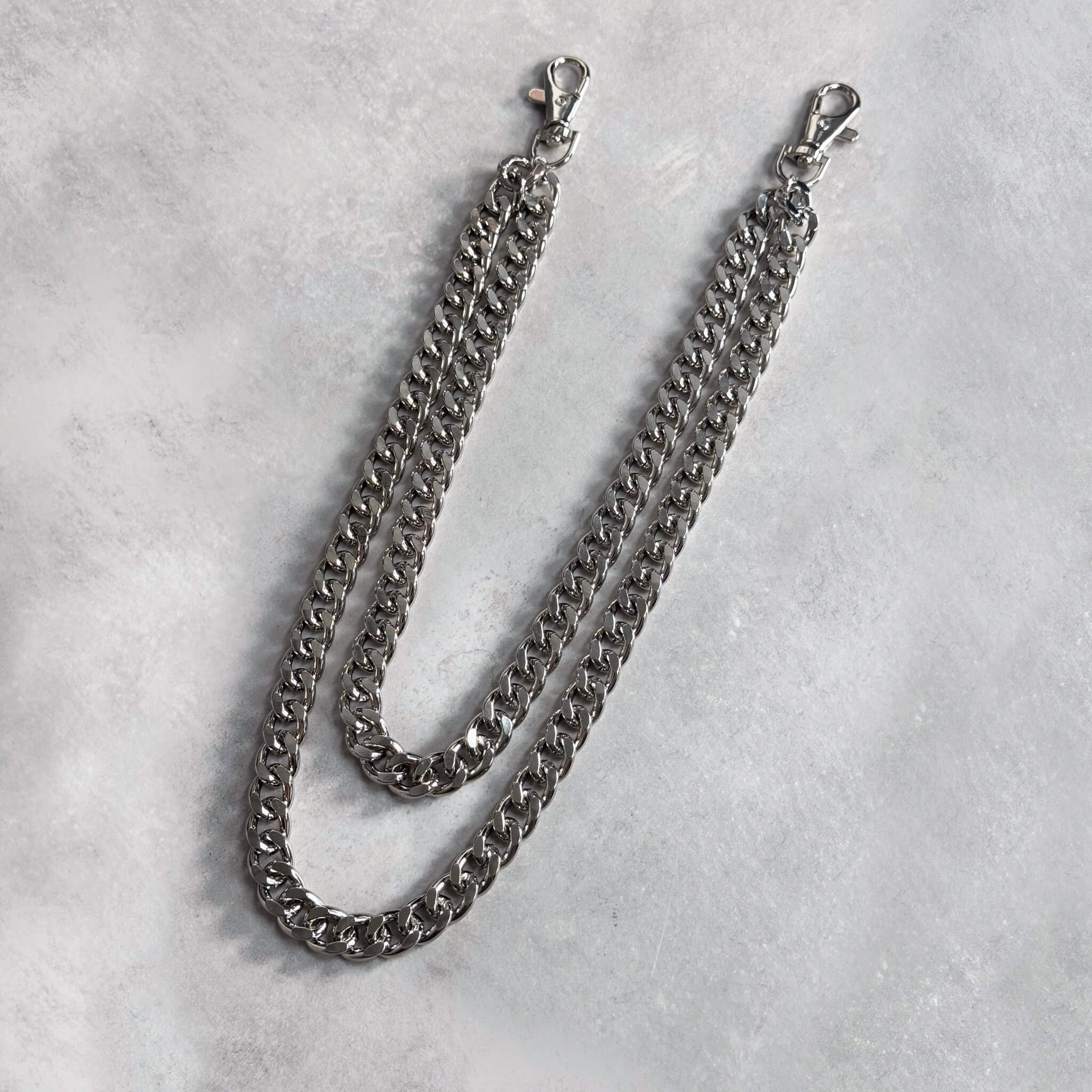 Men's 11mm Double Layered Cuban Silver Pant Chains Stylish Accessory for Jeans
