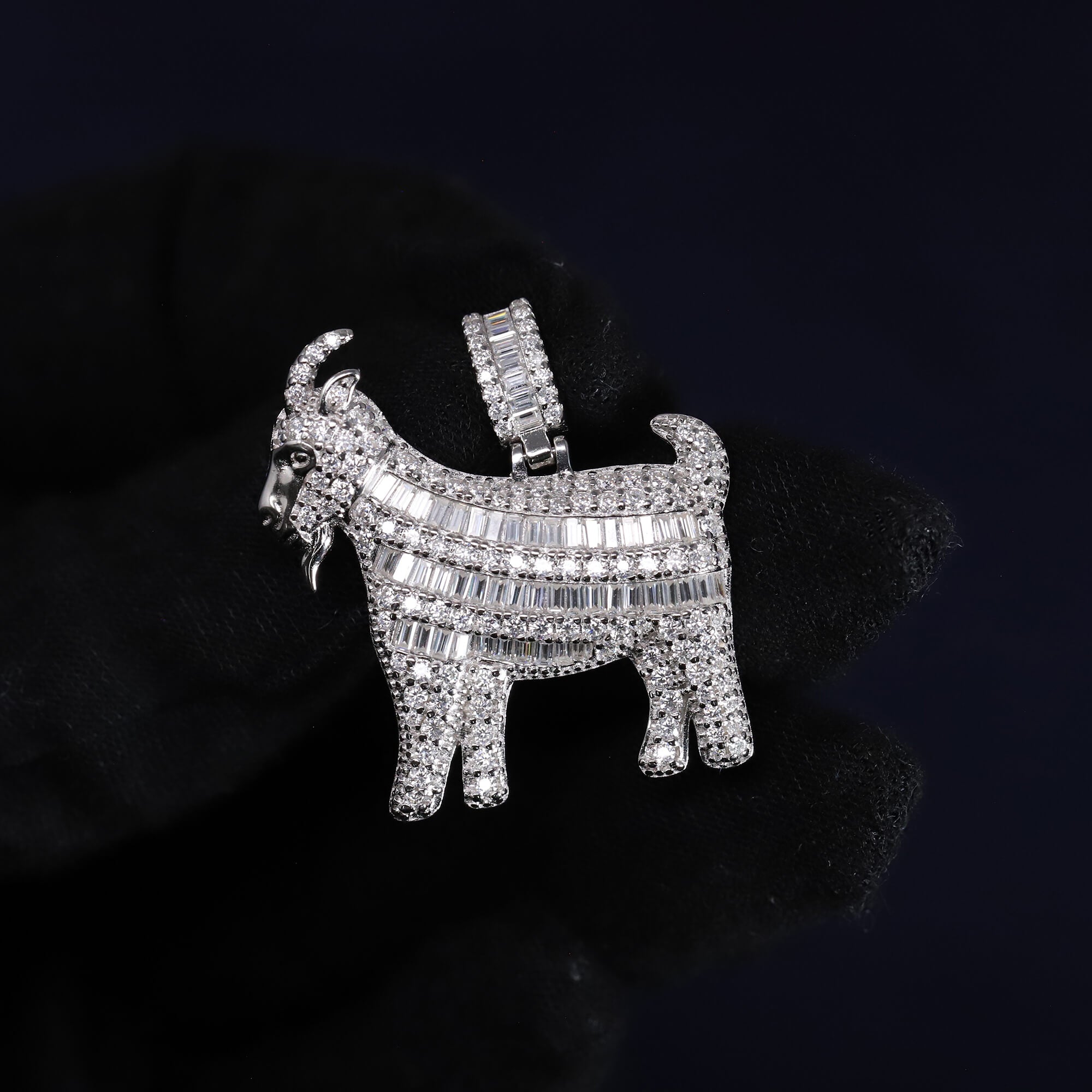 Iced Out 2.7CT Moissanite Goat Pendant in Sterling Silver
