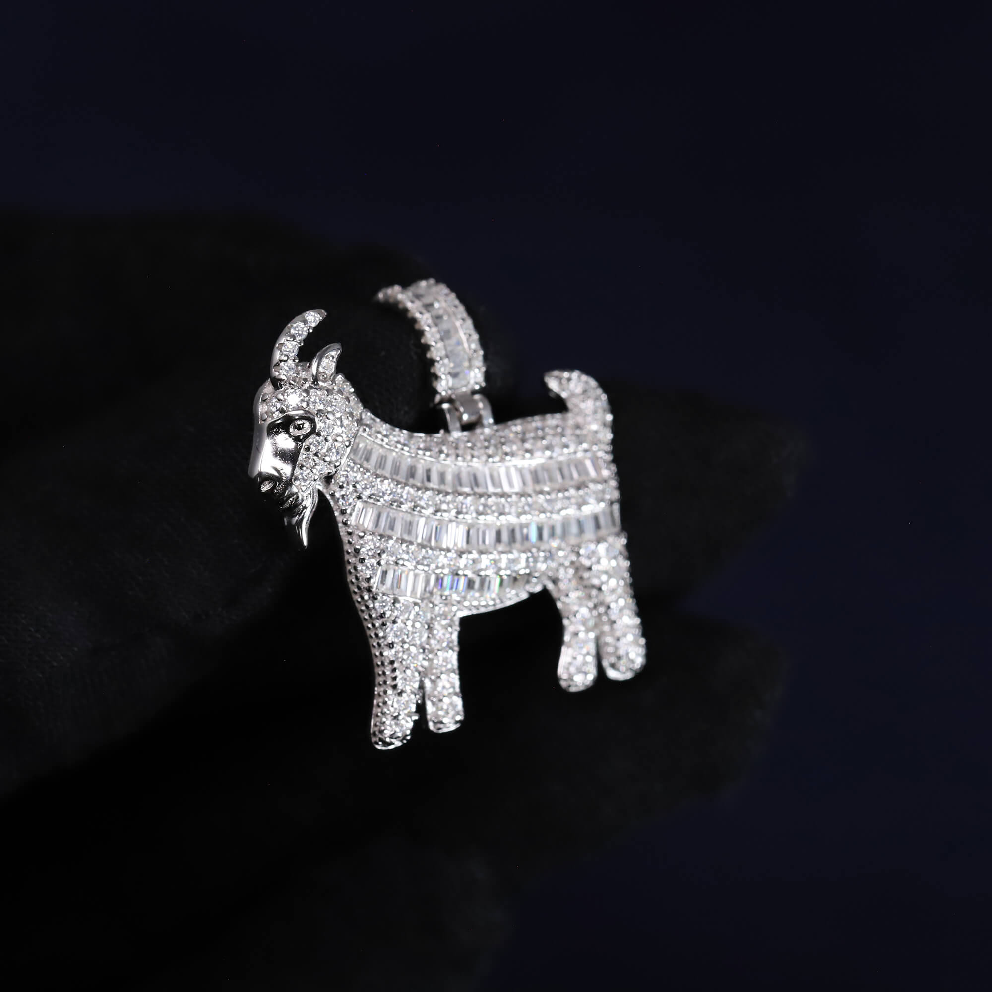 Iced Out 2.7CT Moissanite Goat Pendant in Sterling Silver