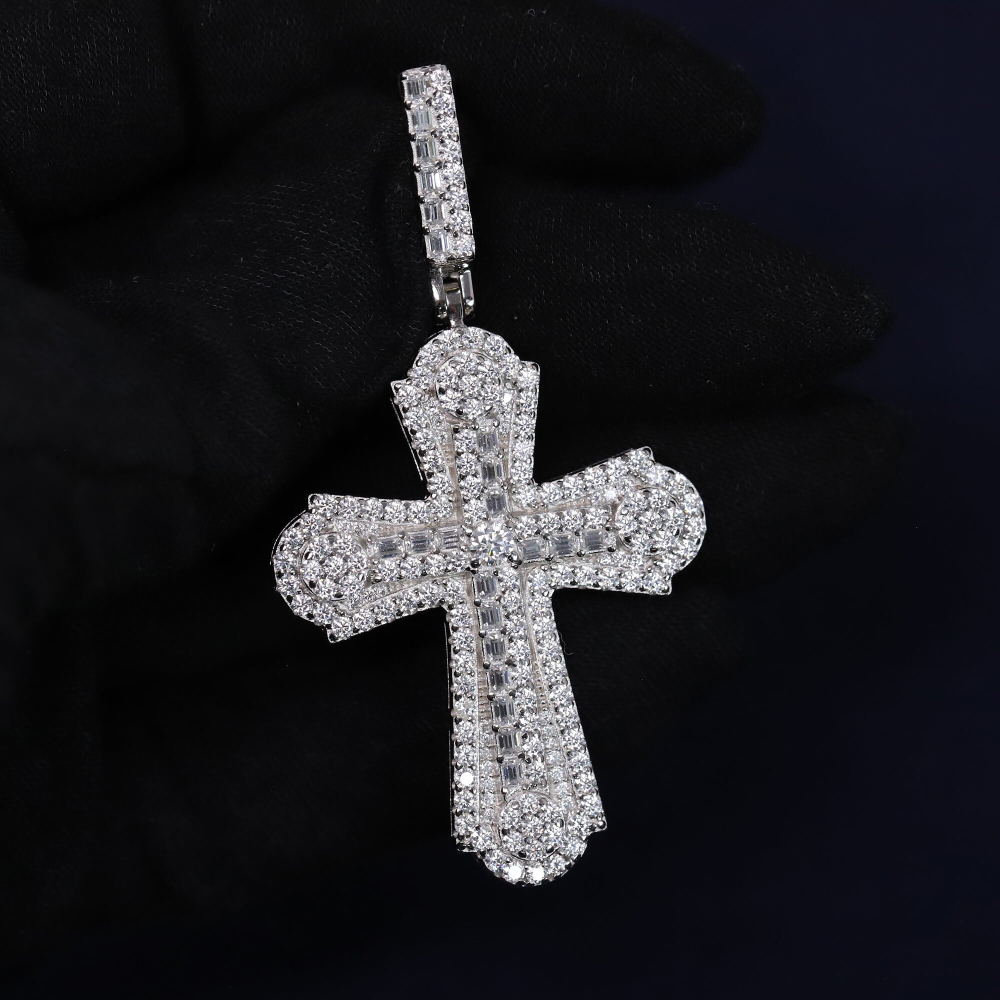 Iced Out 5.19CT Moissanite Cross Pendant in Sterling Silver