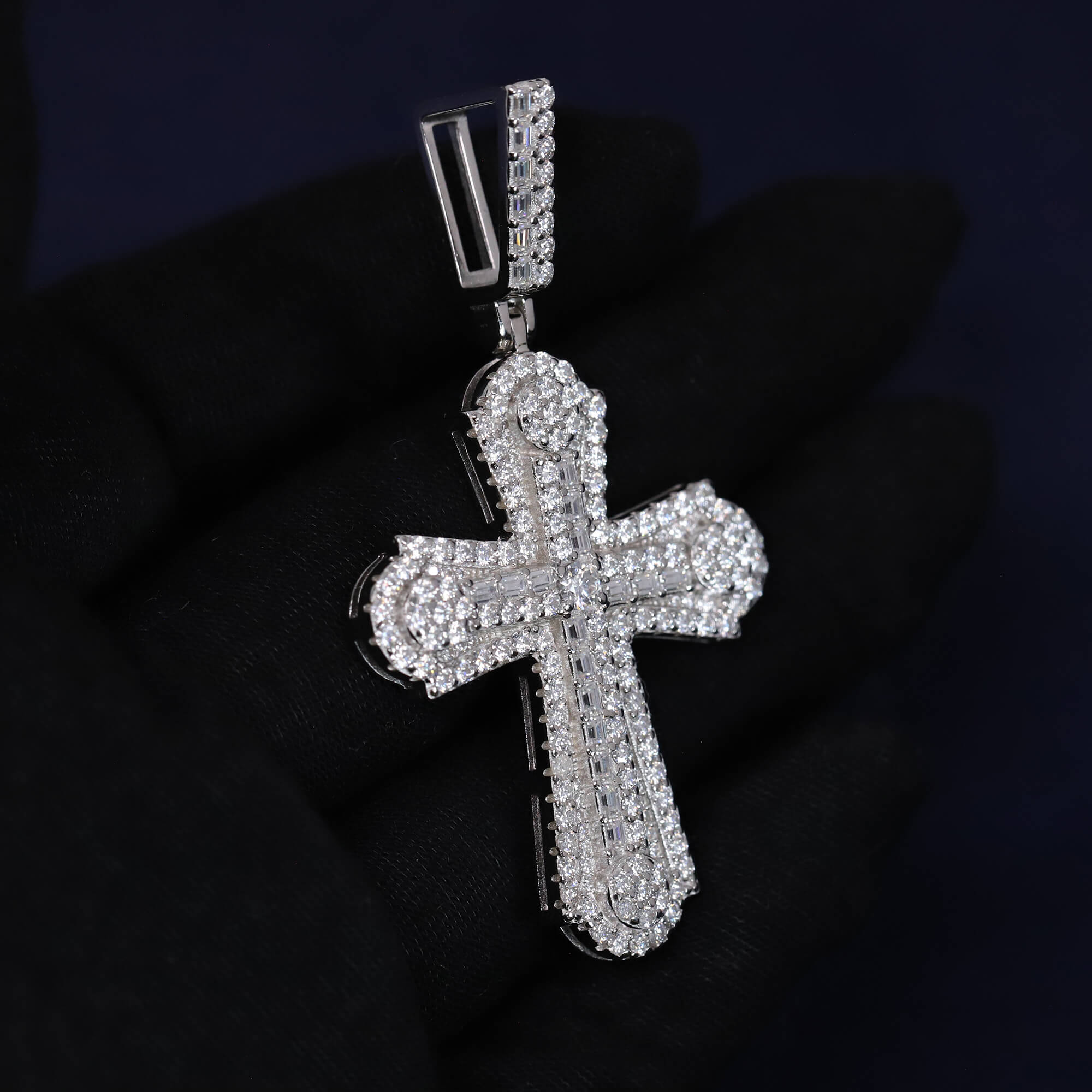 Iced Out 5.19CT Moissanite Cross Pendant in Sterling Silver