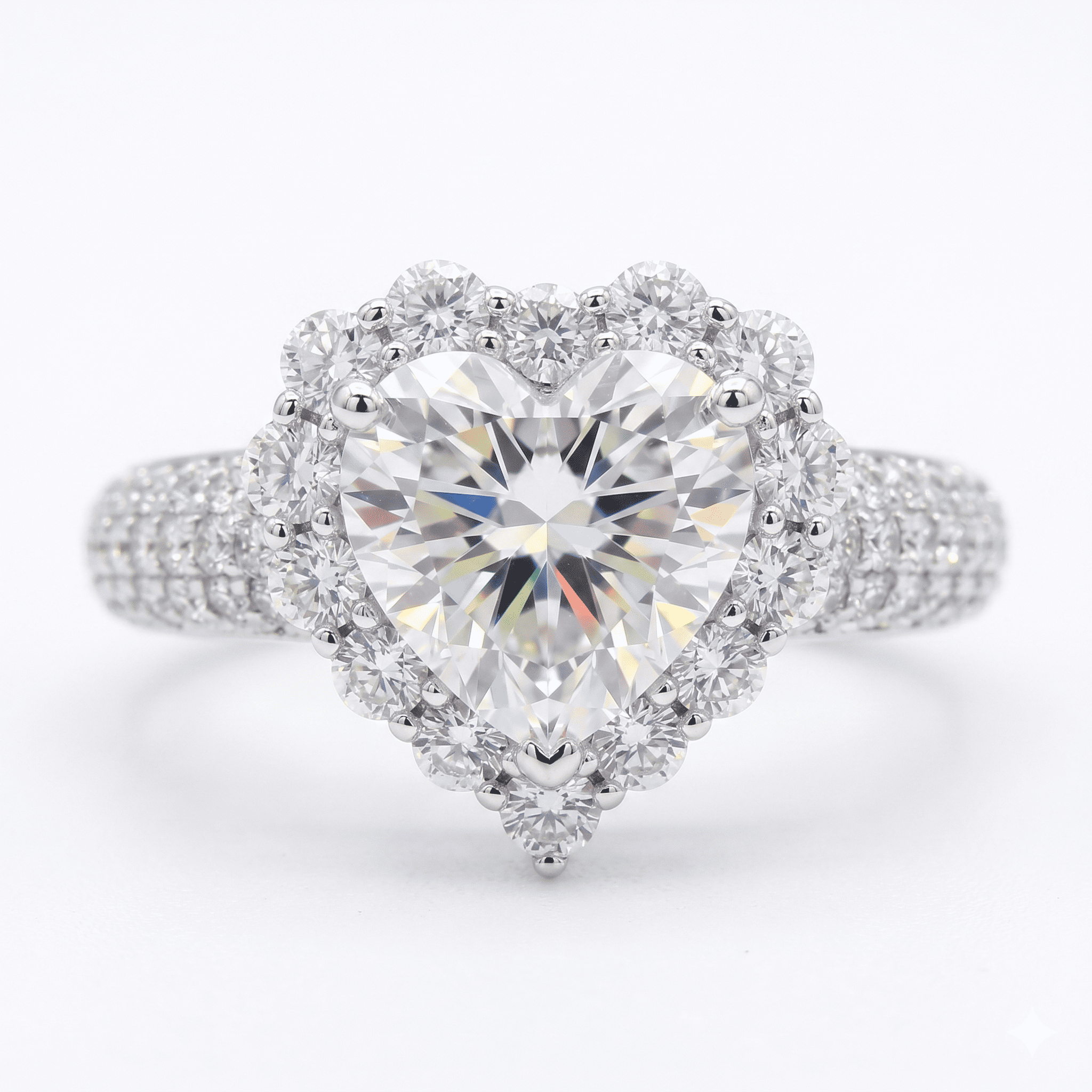 Iced Out 1.39CT Moissanite Heart Ring in Premium Sterling Silver