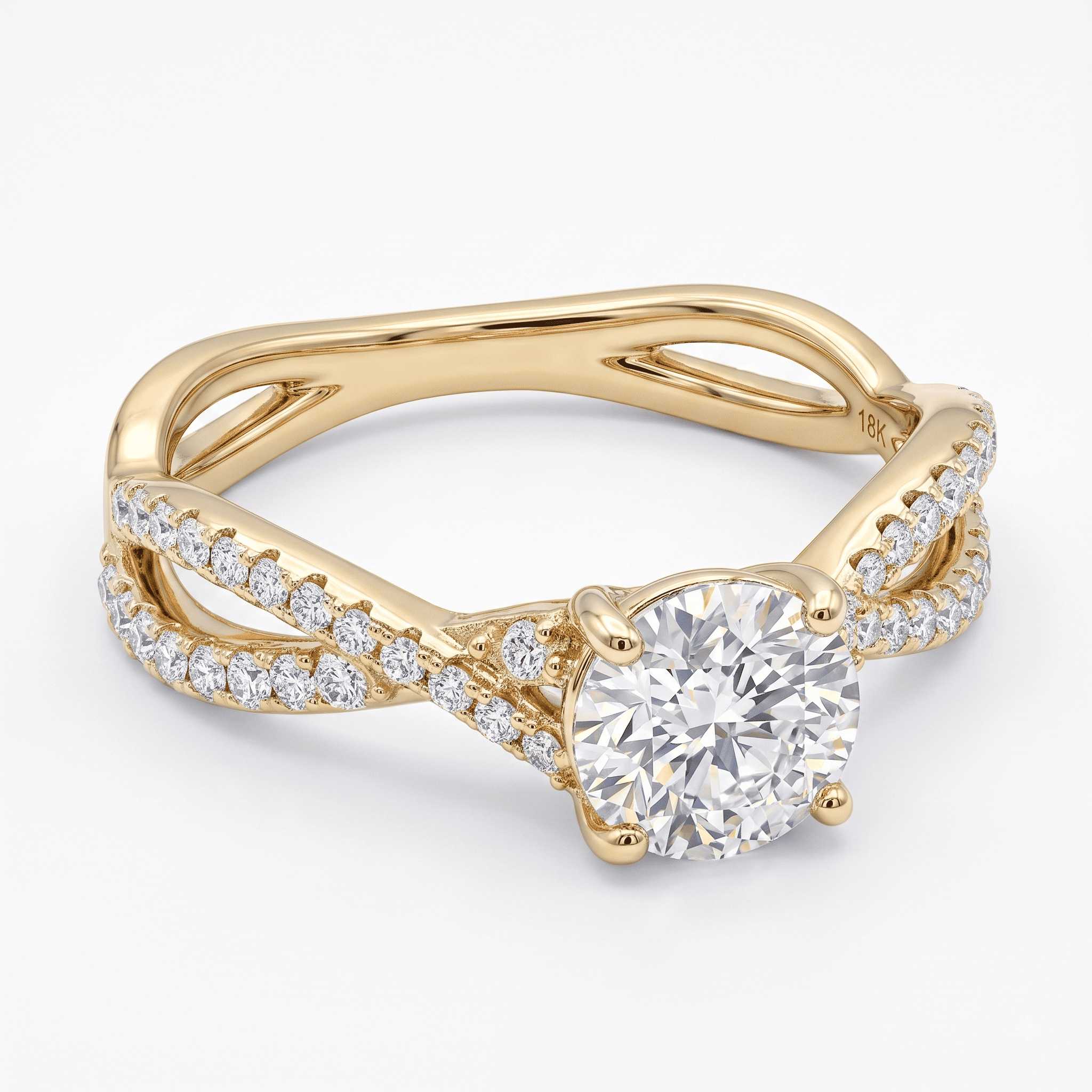 Iced Out 1.38CT Moissanite Round Cut Twisted Band Pavé Ring in Premium Sterling Silver