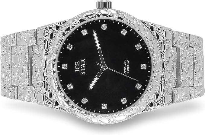 Men's 45mm Diamond Accent Nugget Watch & 3 Bracelet Set