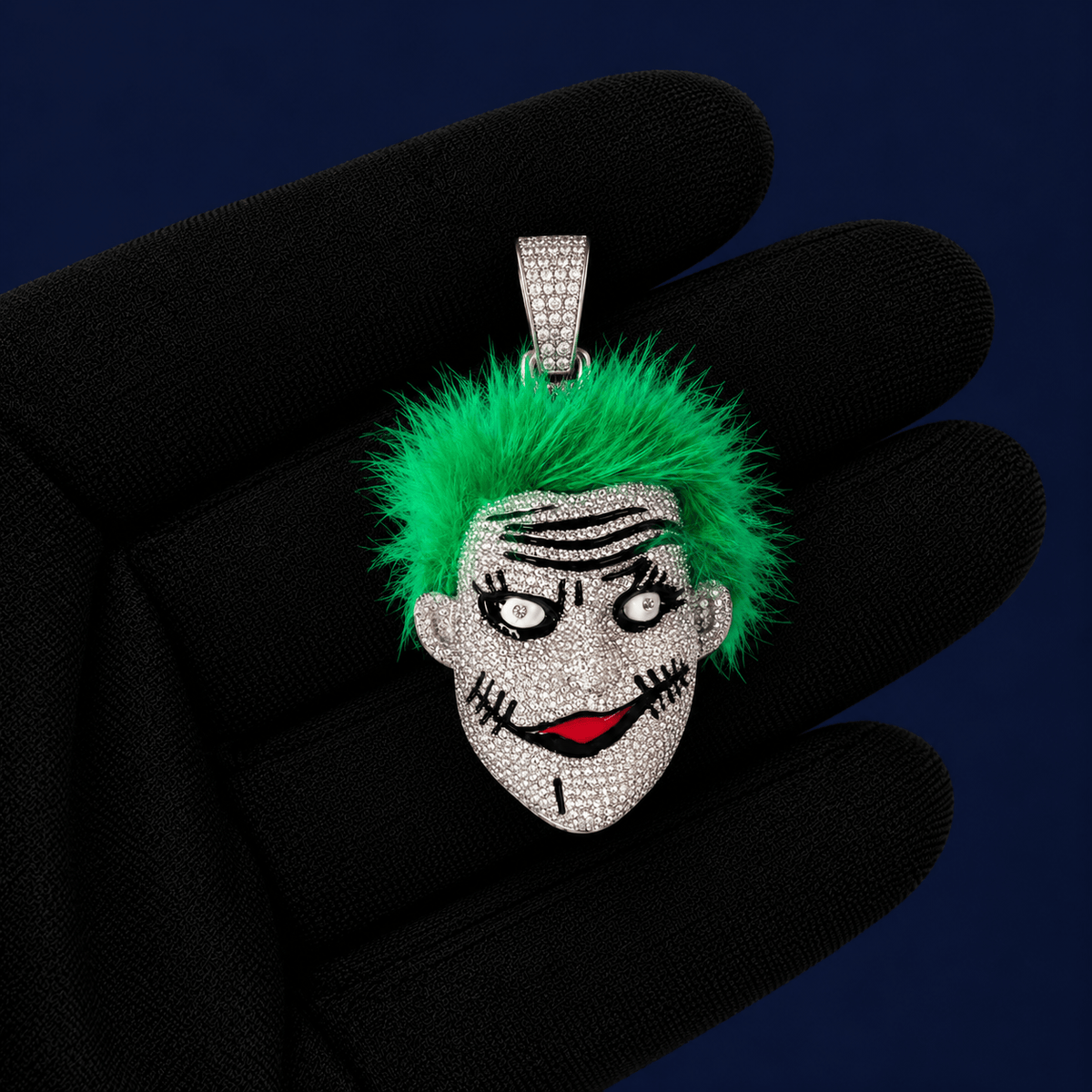 Iced Out 12.28CT Moissanite Joker Pendant in Premium Sterling Silver