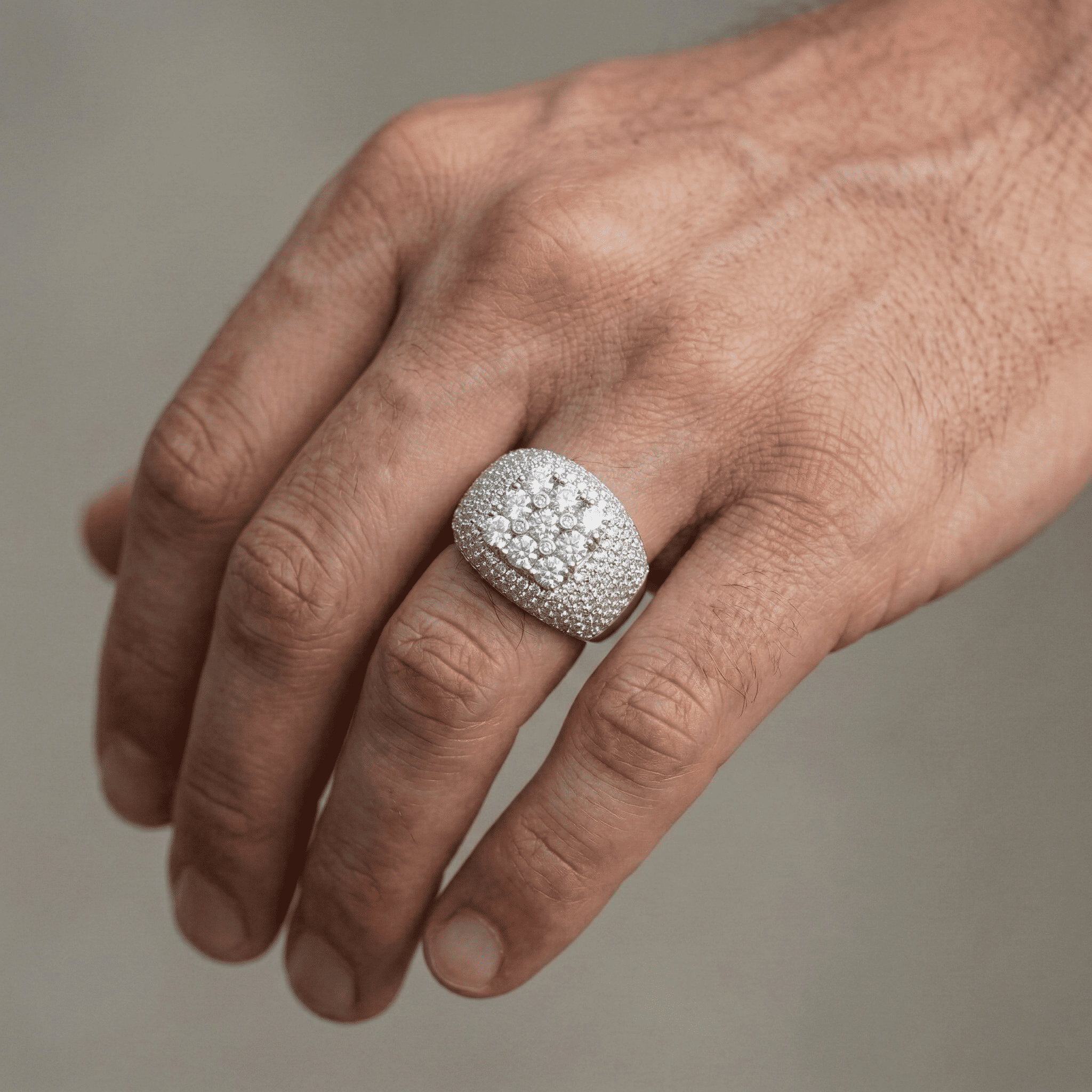 Iced Out 5.24CT Moissanite Cushion Cluster Ring in Premium Sterling Silver