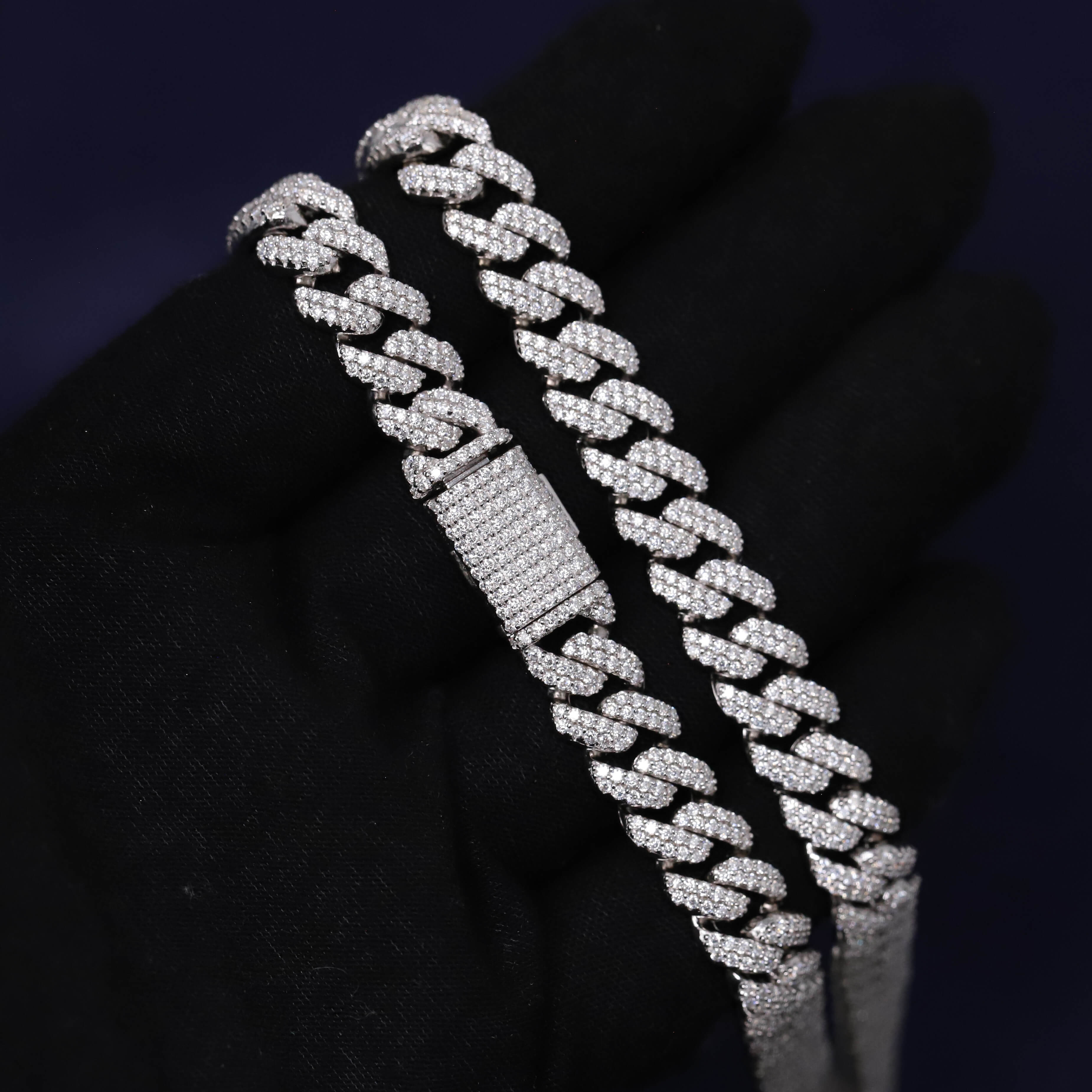 Iced Out 22 inch Moissanite Cuban Link Chain in Premium Sterling Silver