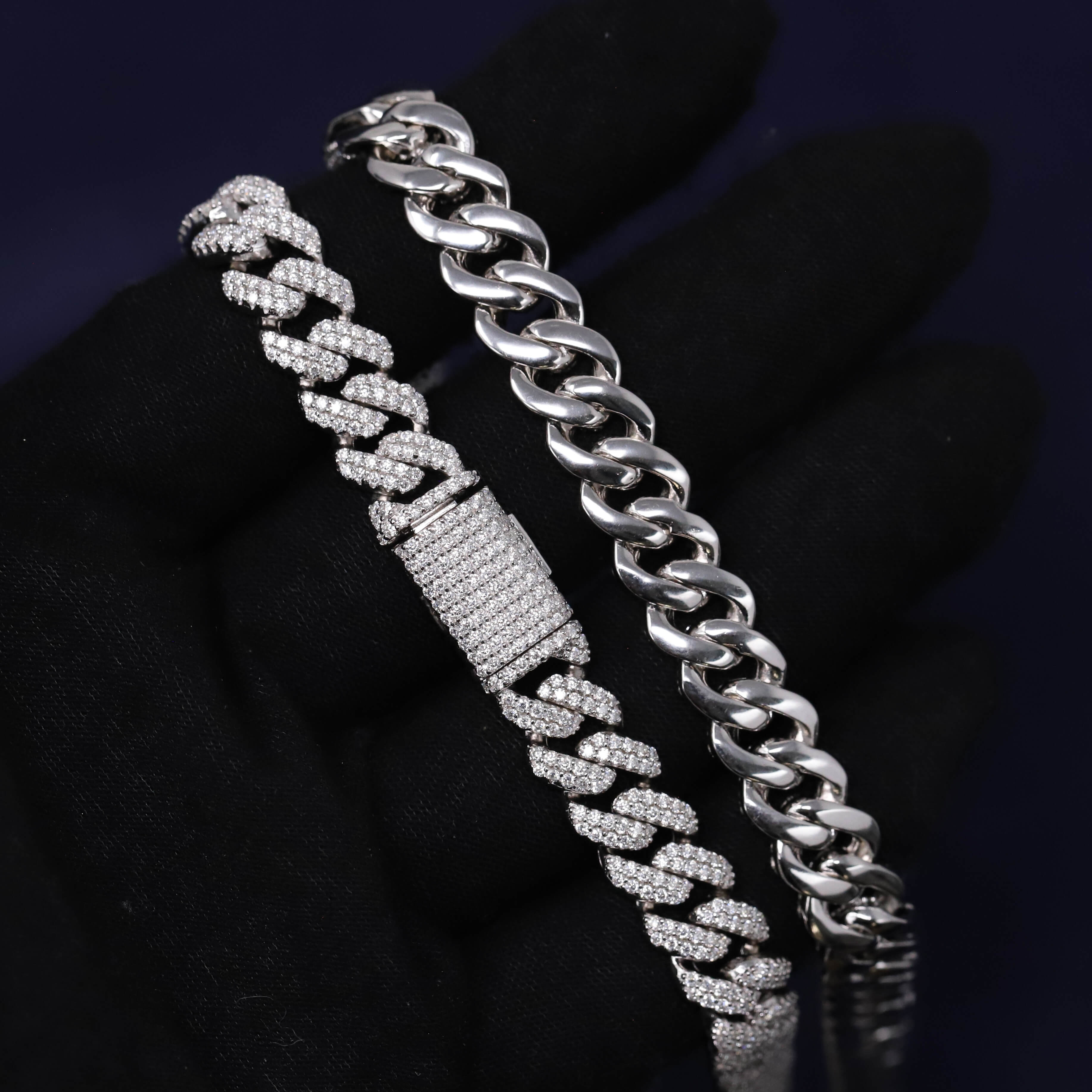 Iced Out 22 inch Moissanite Cuban Link Chain in Premium Sterling Silver