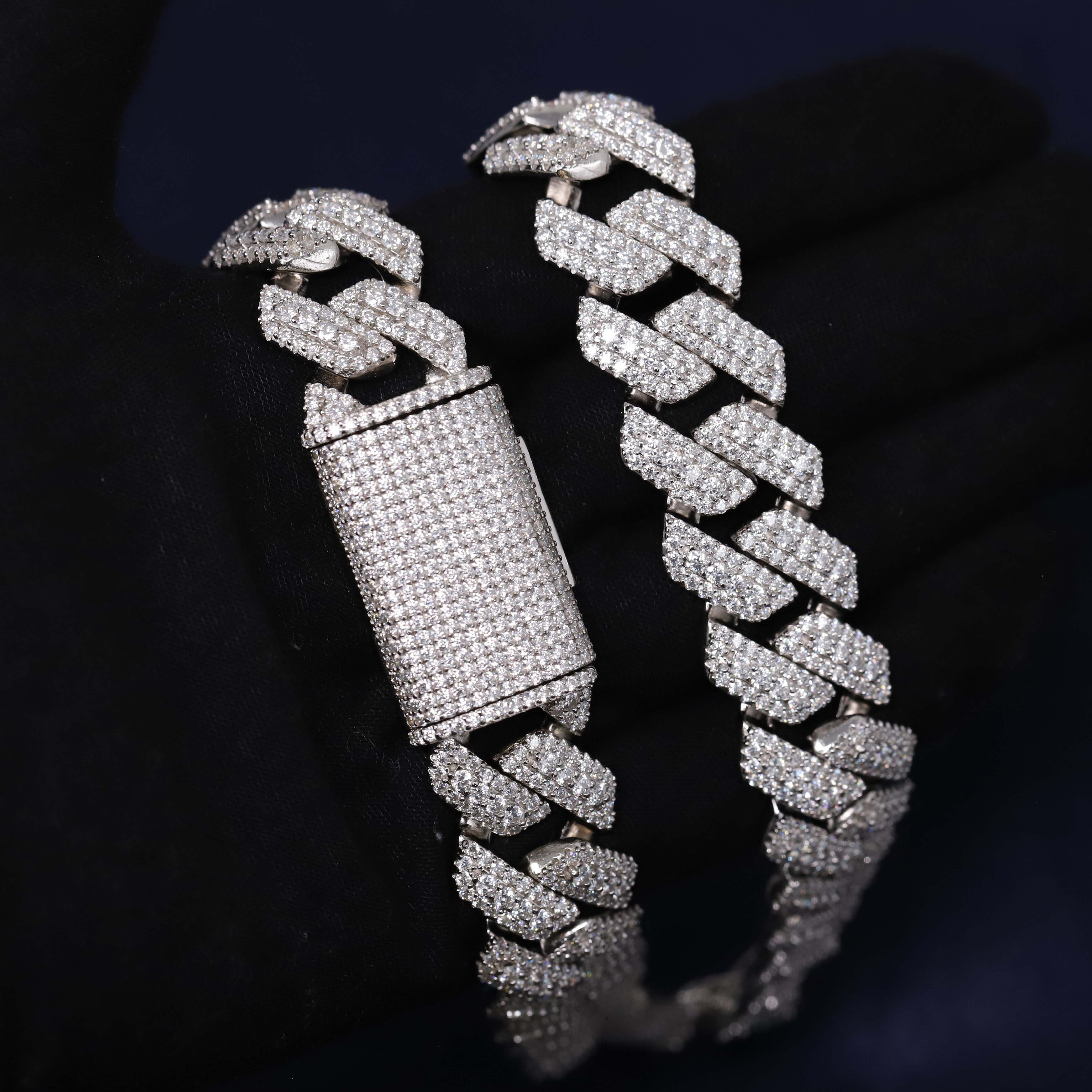 Iced Out Moissanite Cuban Link Chain in Premium Sterling Silver