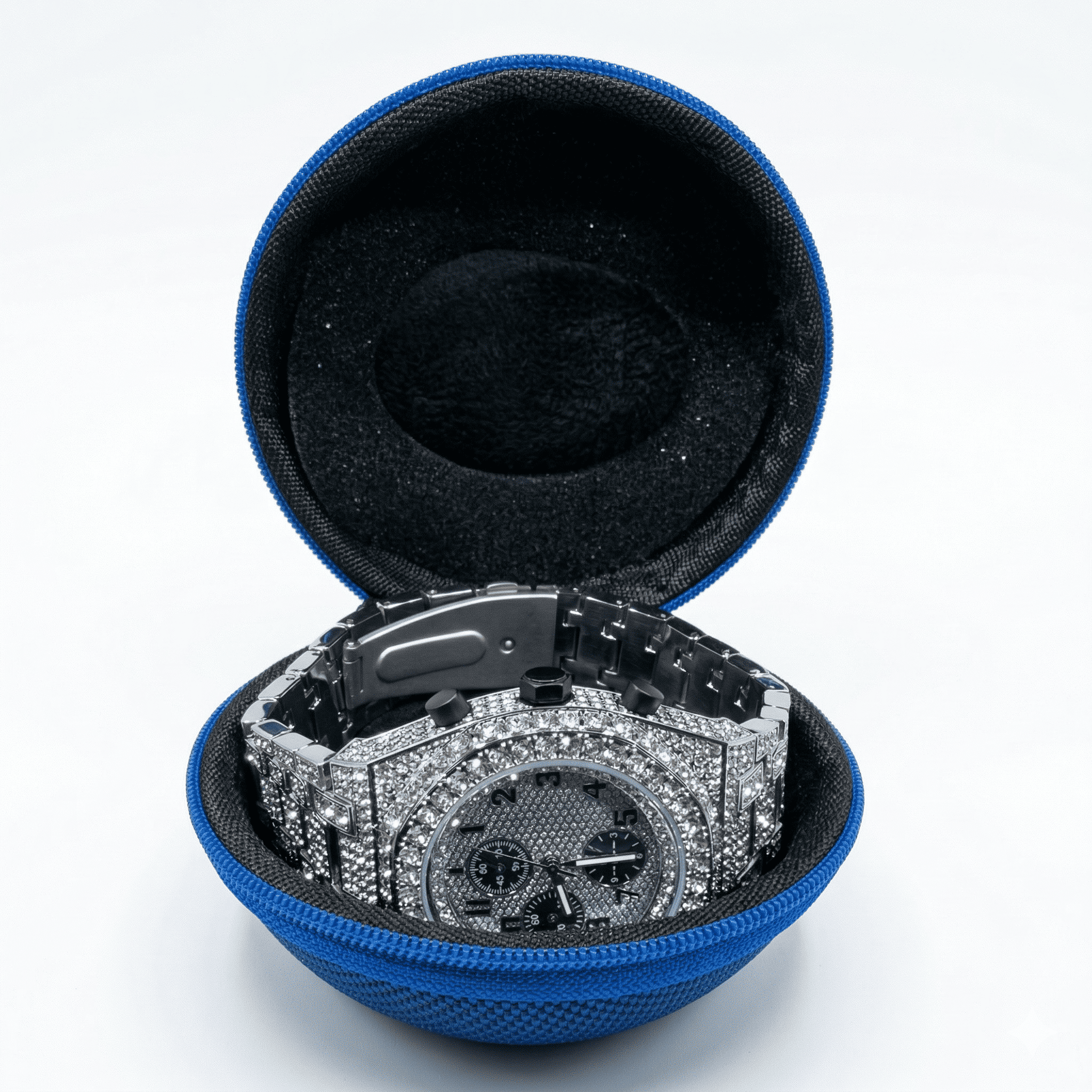 Men’s 42mm Iced Out Octagon Watch with Travel Case