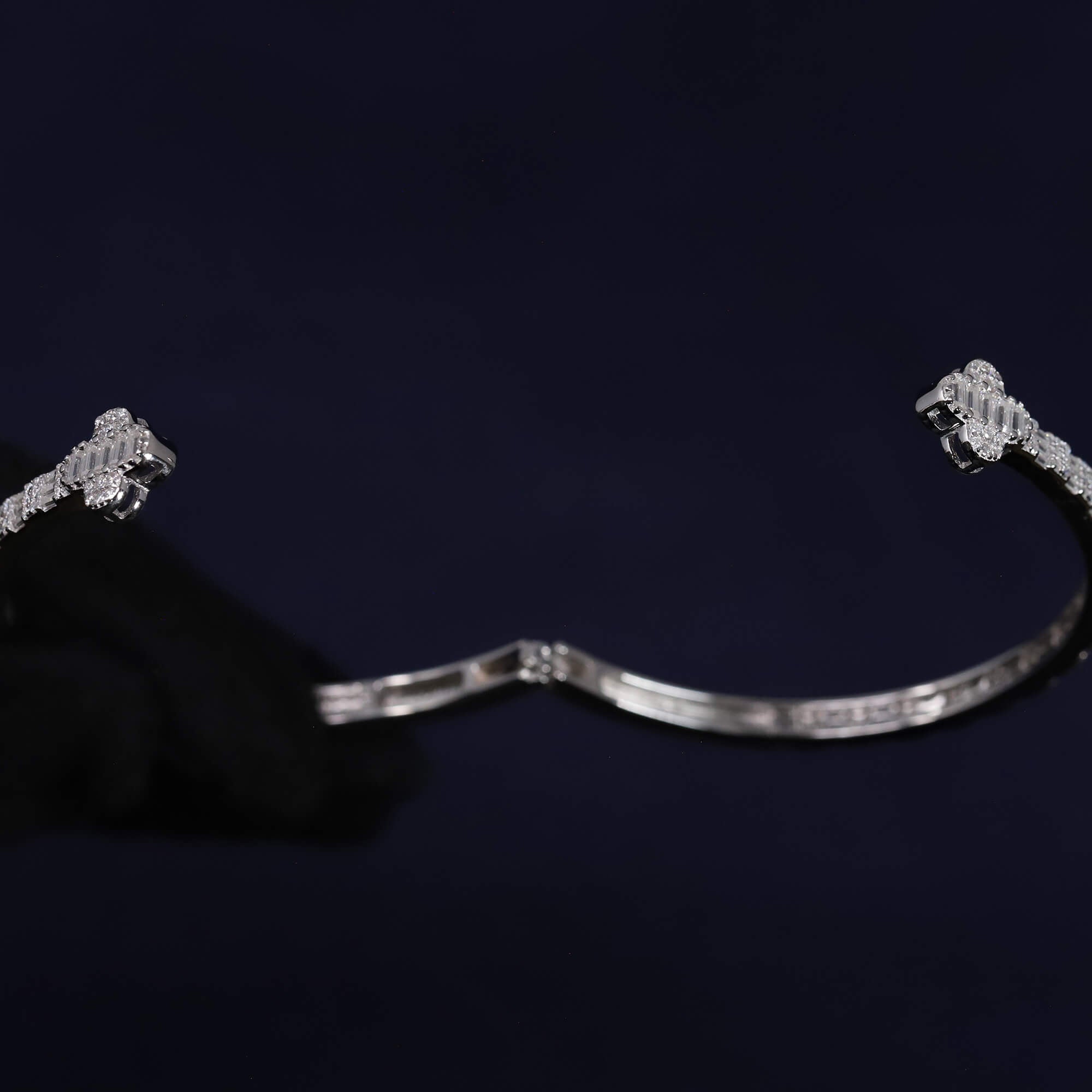 Iced Out 4.32CT Moissanite Baguette Open Cuff Bangle in Premium Sterling Silver