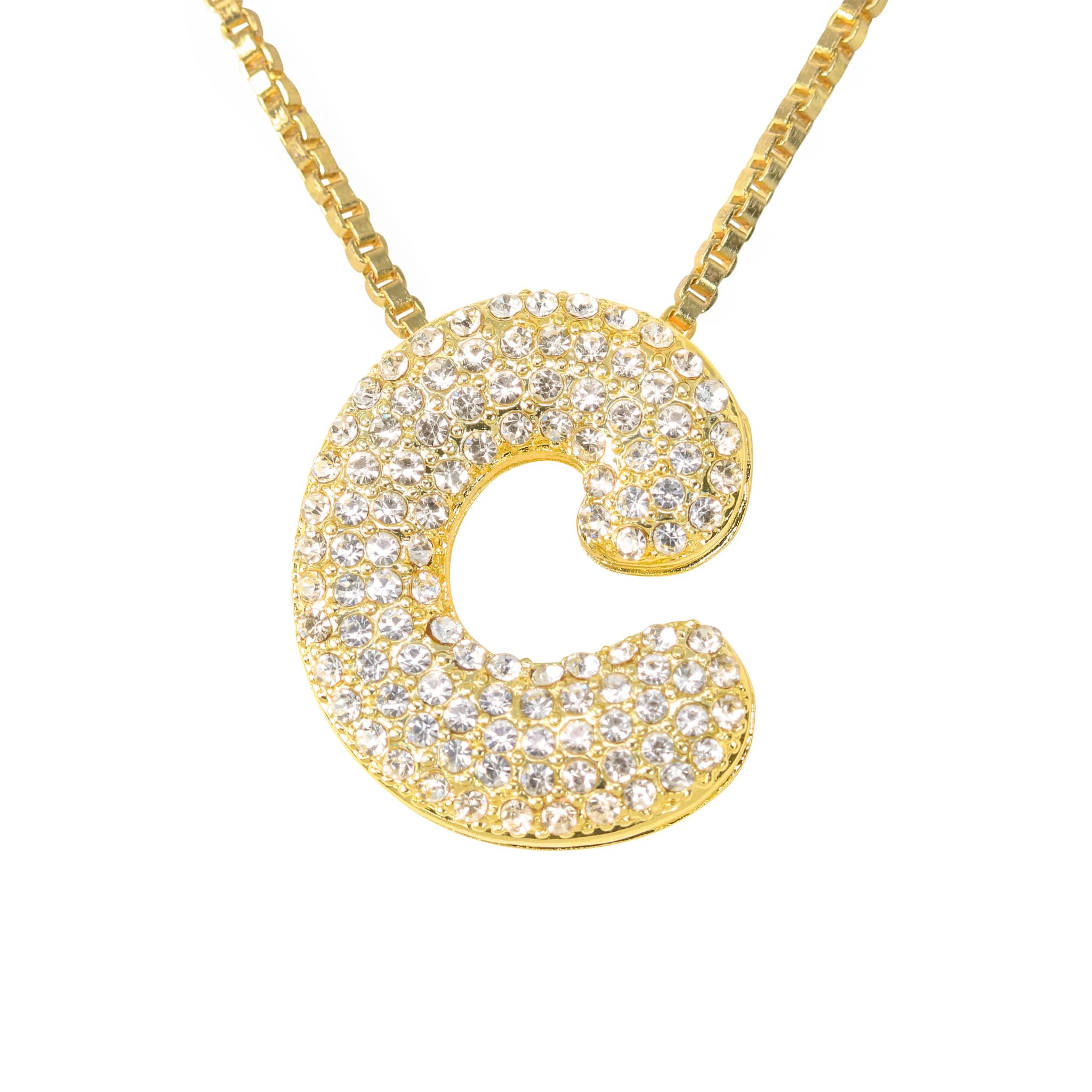 30mm Iced Out Bubble Letter Pendant witth Box Chain