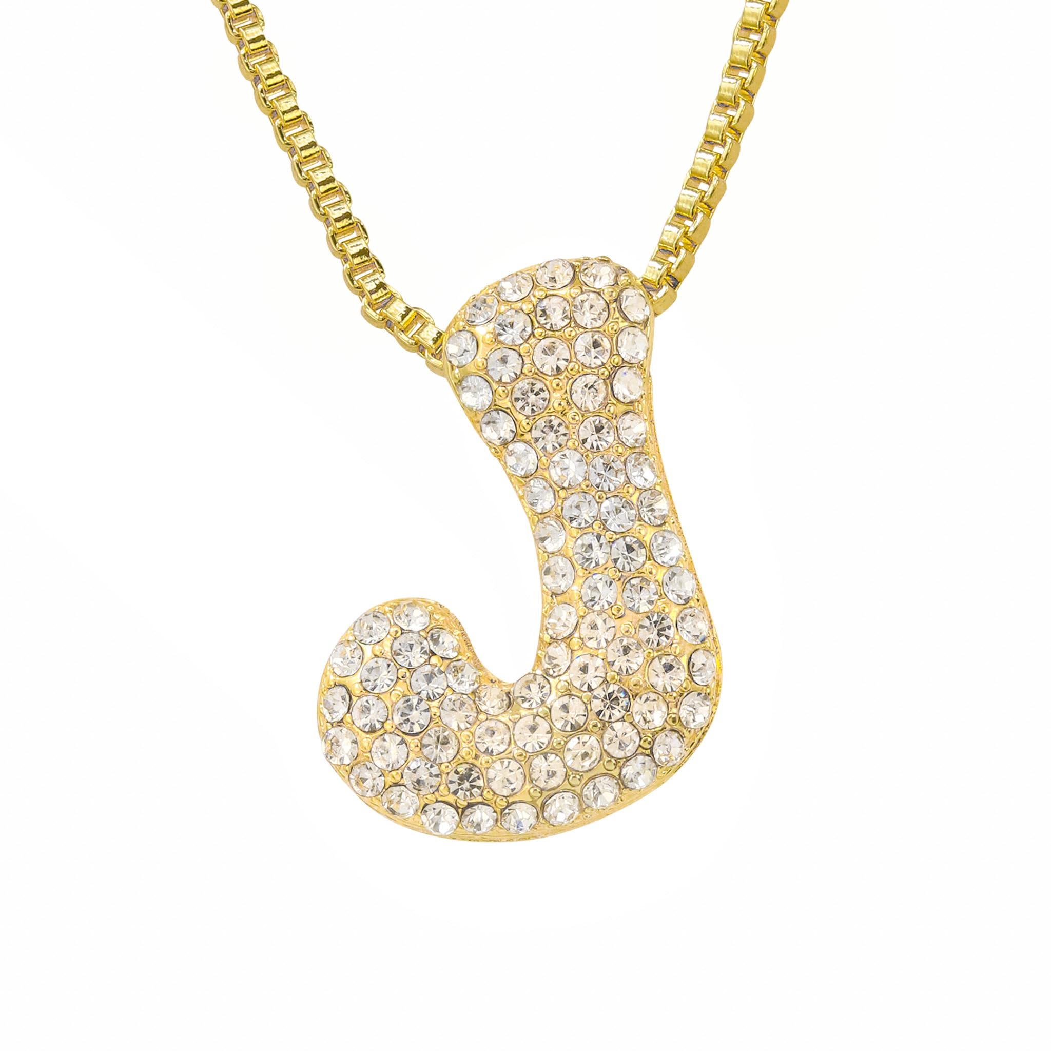 30mm Iced Out Bubble Letter Pendant witth Box Chain