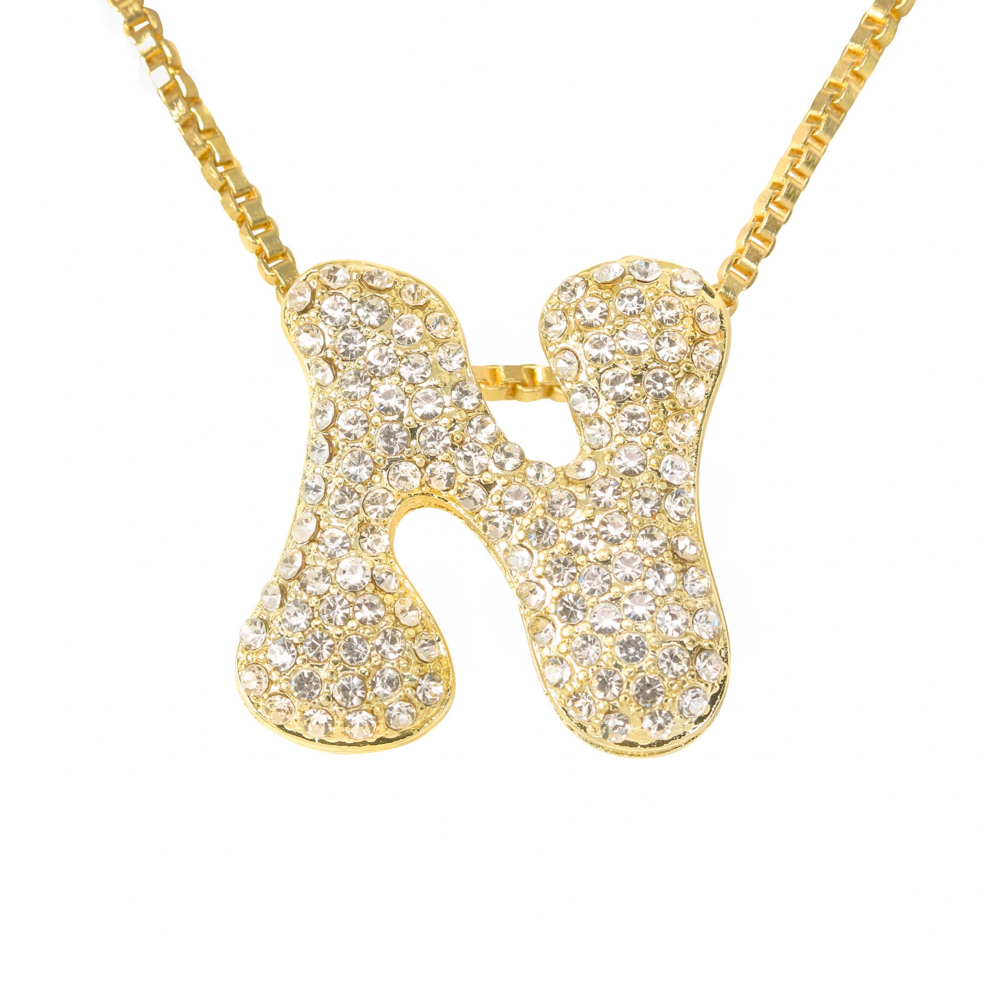 30mm Iced Out Bubble Letter Pendant witth Box Chain