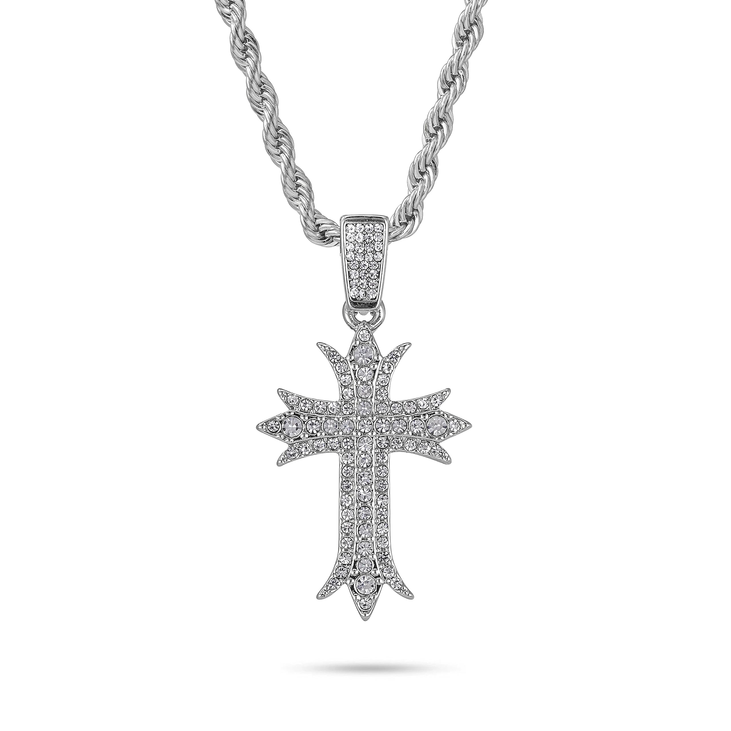 Men's Iced Out Pendant Necklace & Cluster Chain Set