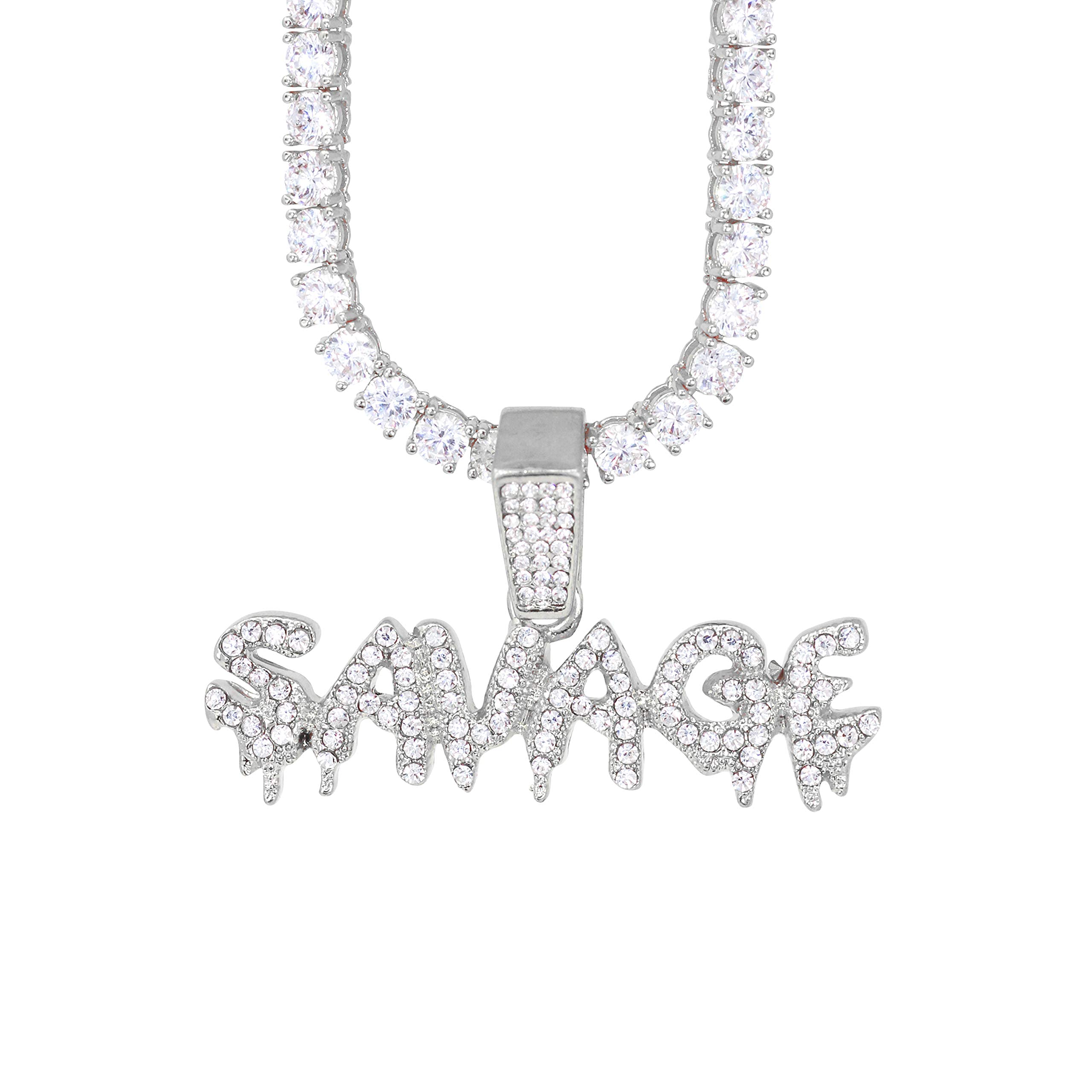 Iced Out Streetwear Pendant Necklace with Tennis Chain - 20 Inches