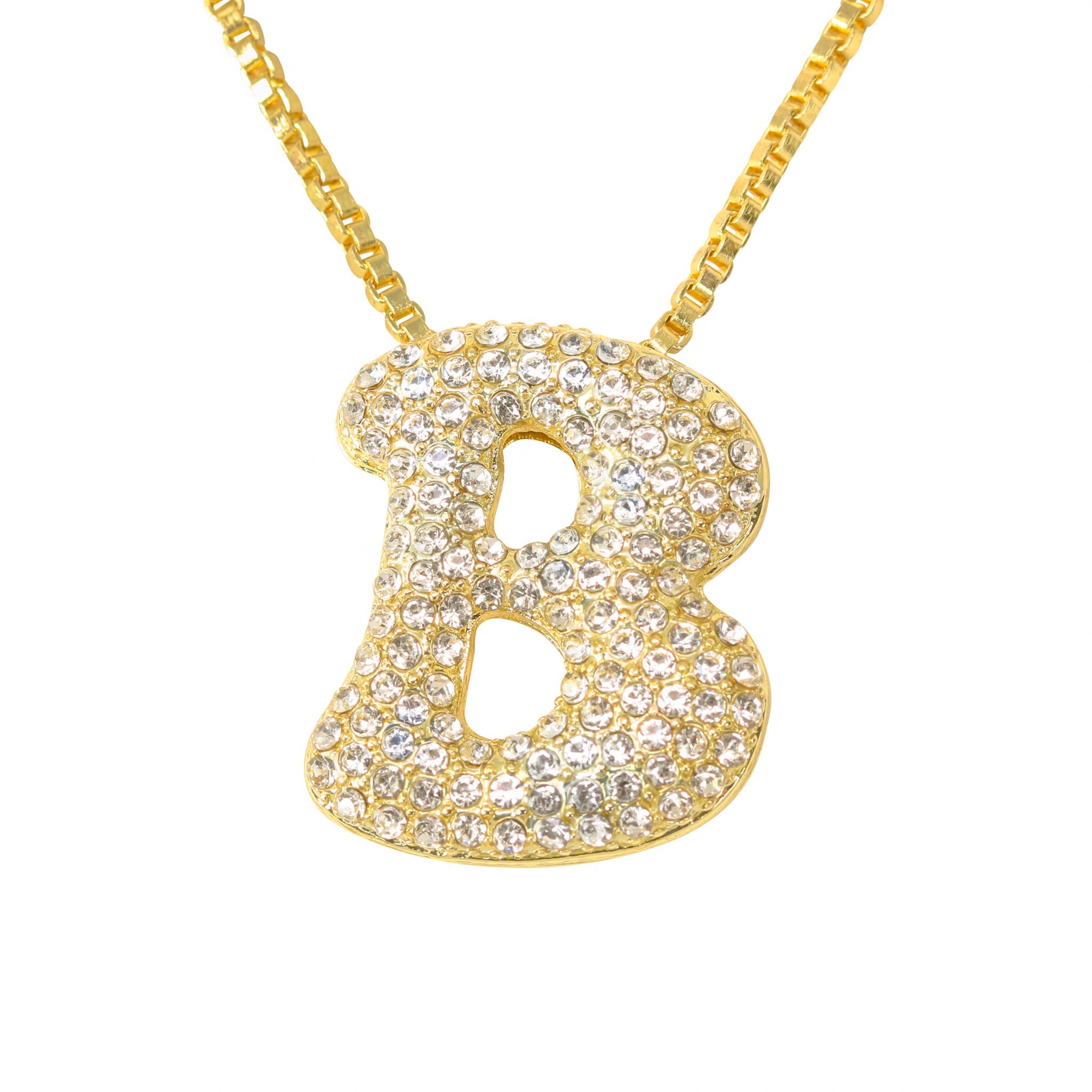 30mm Iced Out Bubble Letter Pendant witth Box Chain