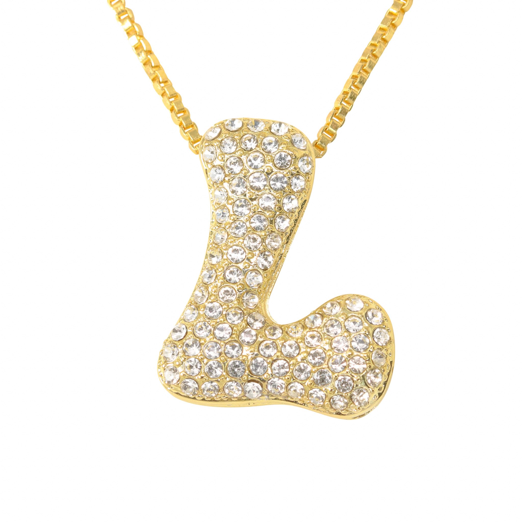 30mm Iced Out Bubble Letter Pendant witth Box Chain