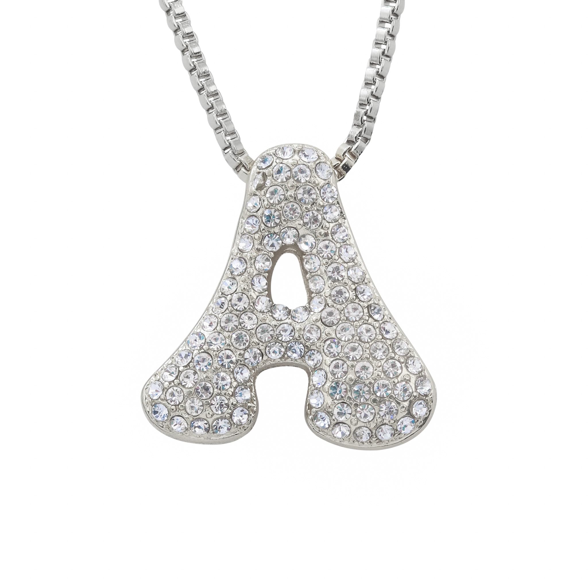 30mm Iced Out Bubble Letter Pendant witth Box Chain