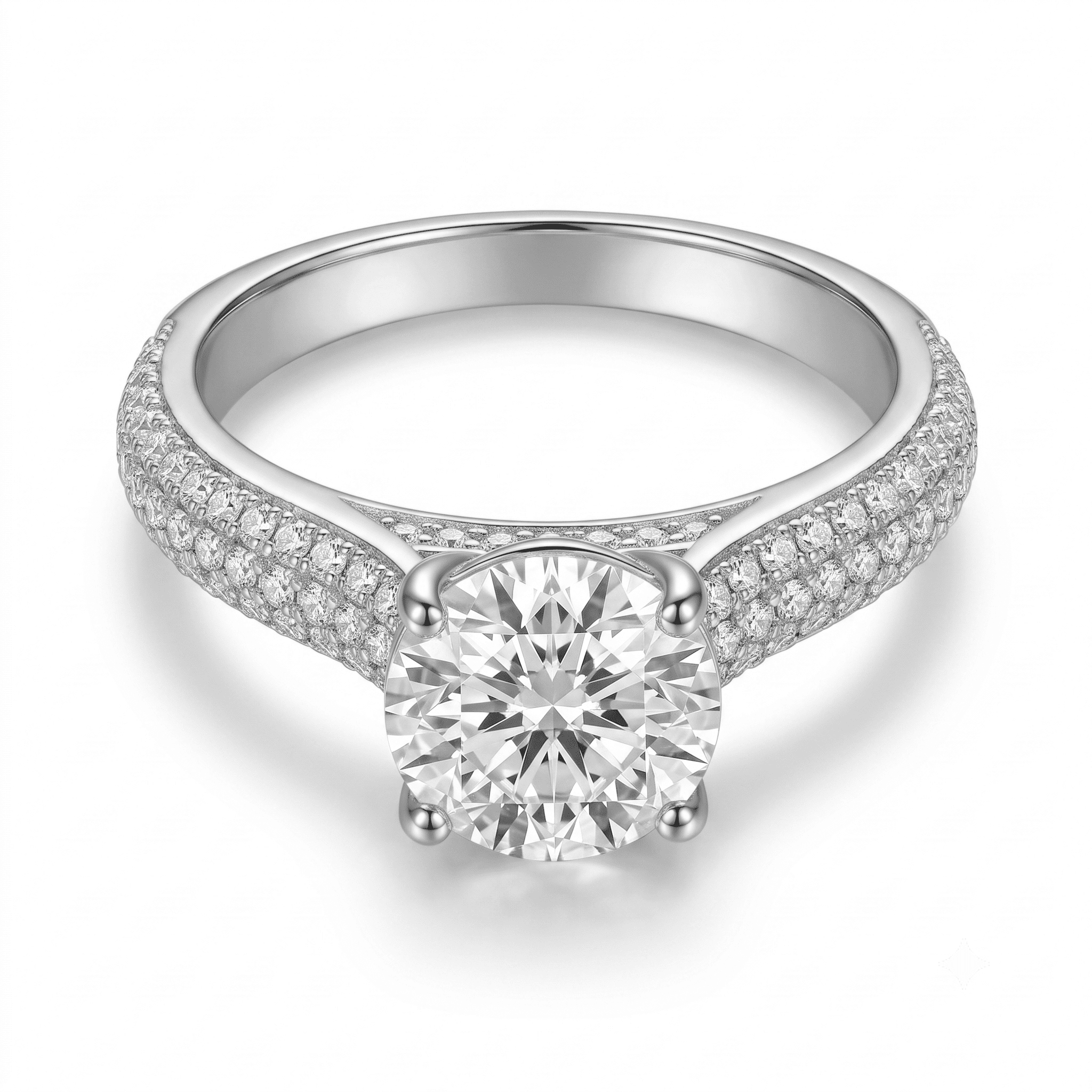 Iced Out 2.58CT Moissanite Round Cut Pavé Ring in Premium Sterling Silver
