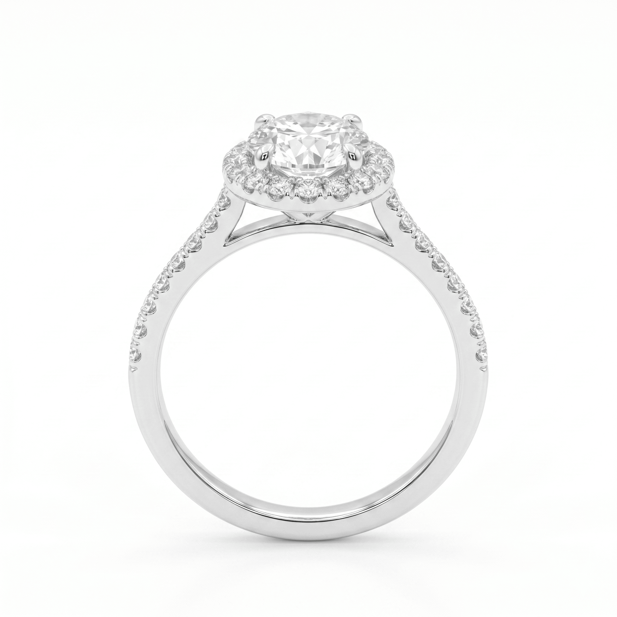 Iced Out 1.02CT Moissanite Round Halo Ring in Premium Sterling Silver