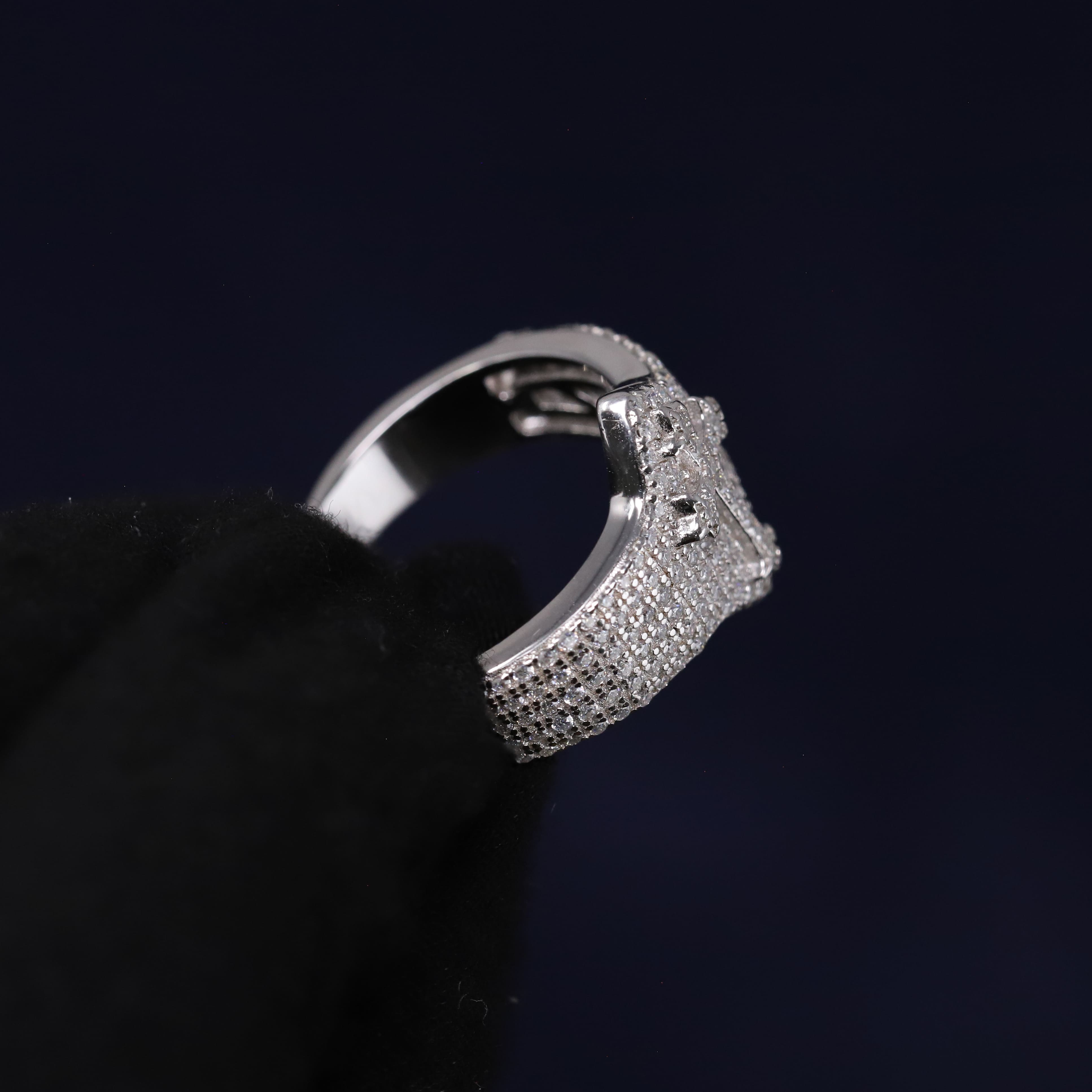 Iced Out 3.15CT Moissanite Shield Cross Ring in Premium Sterling Silver