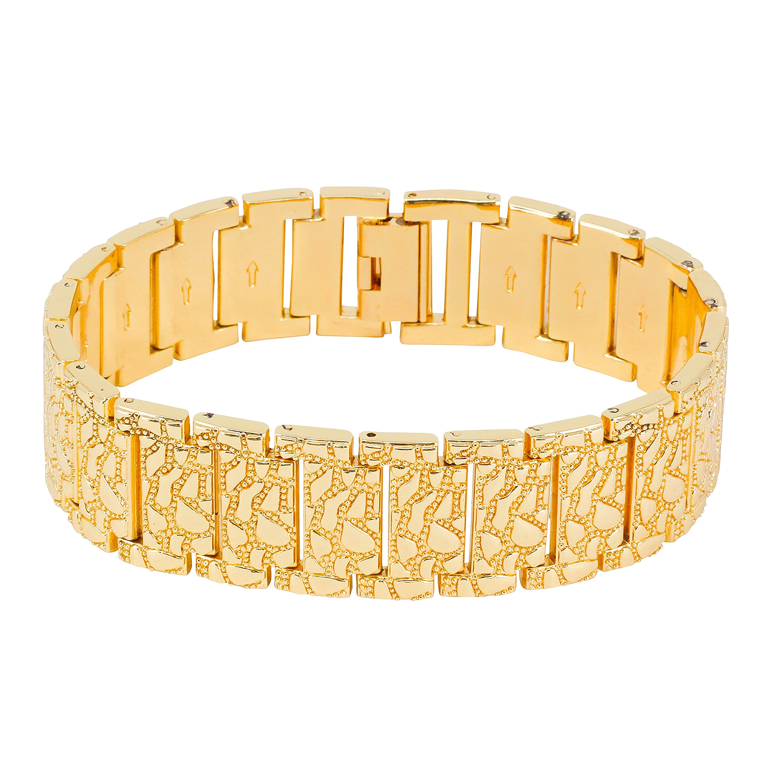 Men's 45mm Diamond Accent Nugget Watch & Bracelet Set