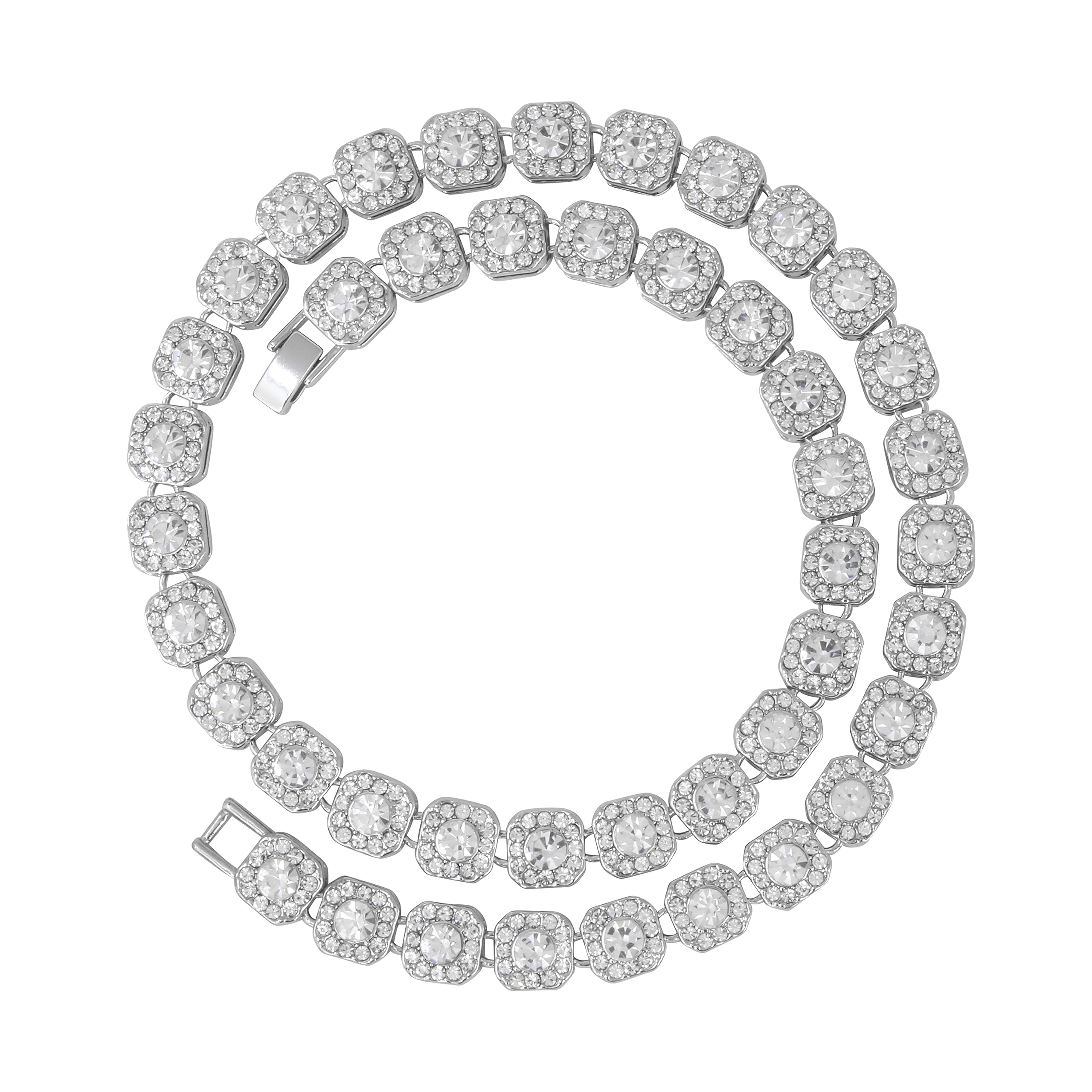 Men's Iced Out Pendant Necklace & Cluster Chain Set