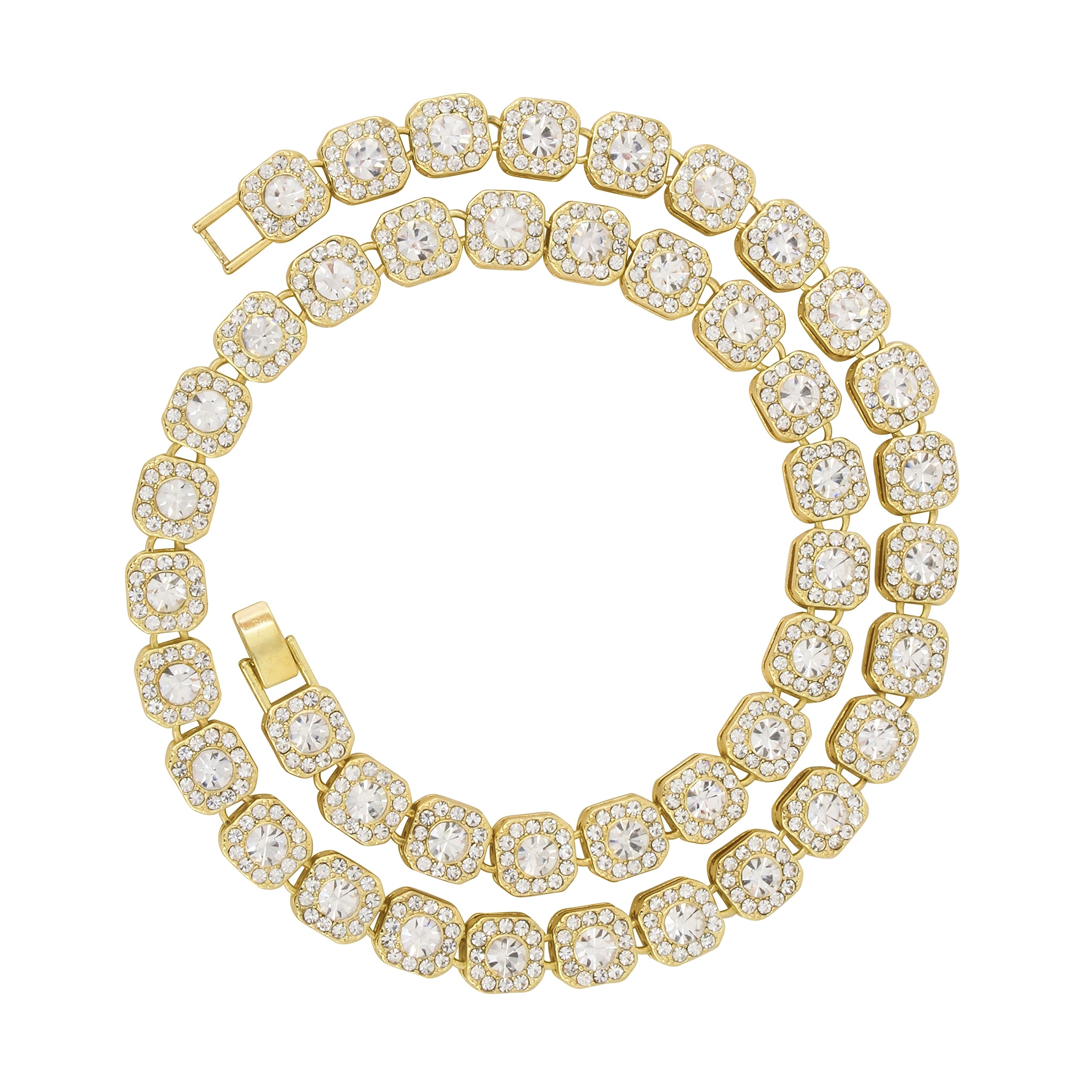 Men's Iced Out Pendant Necklace & Cluster Chain Set