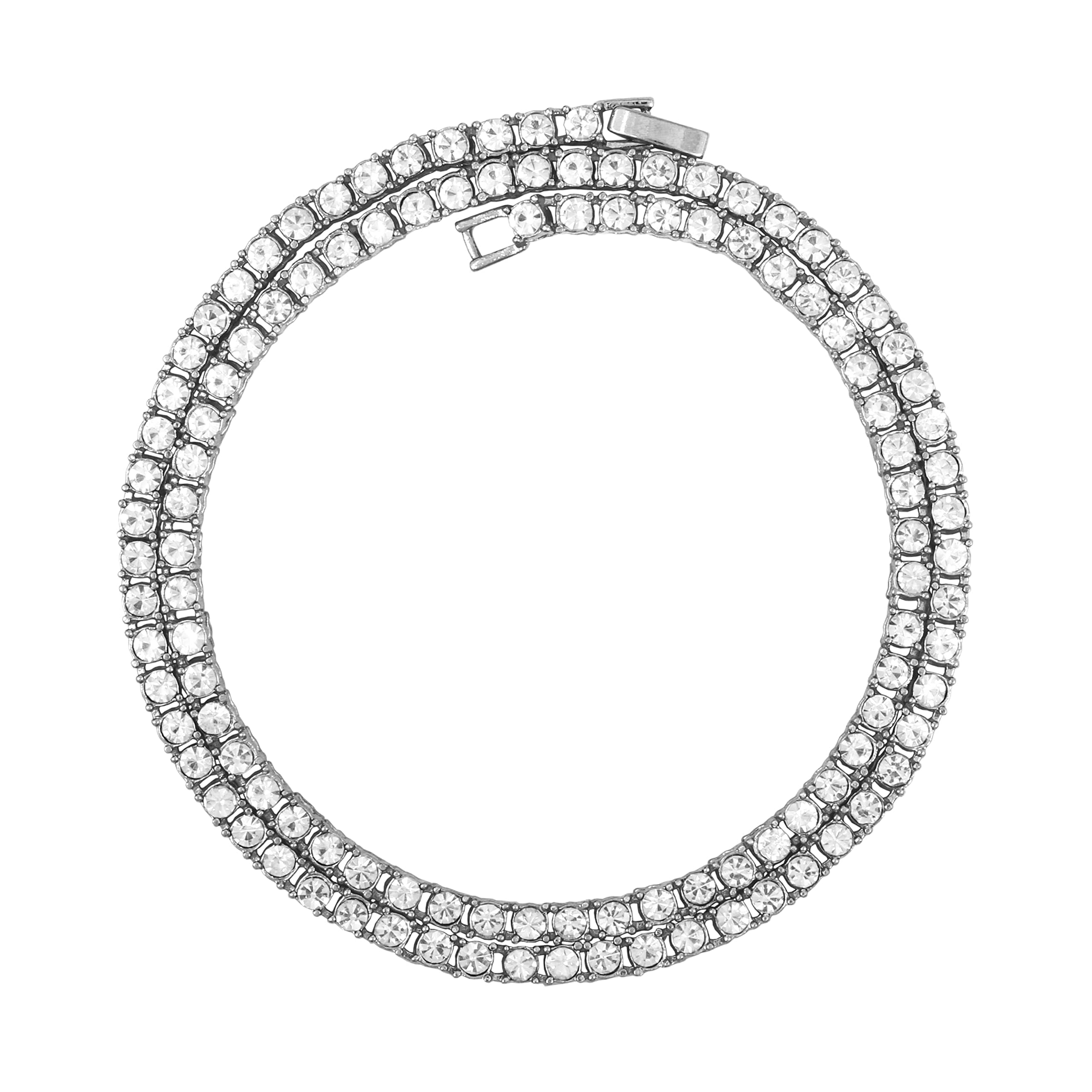 Women's 44mm Iced Out Solitaire Bezel Watch, Tennis Chain & Bracelet Set