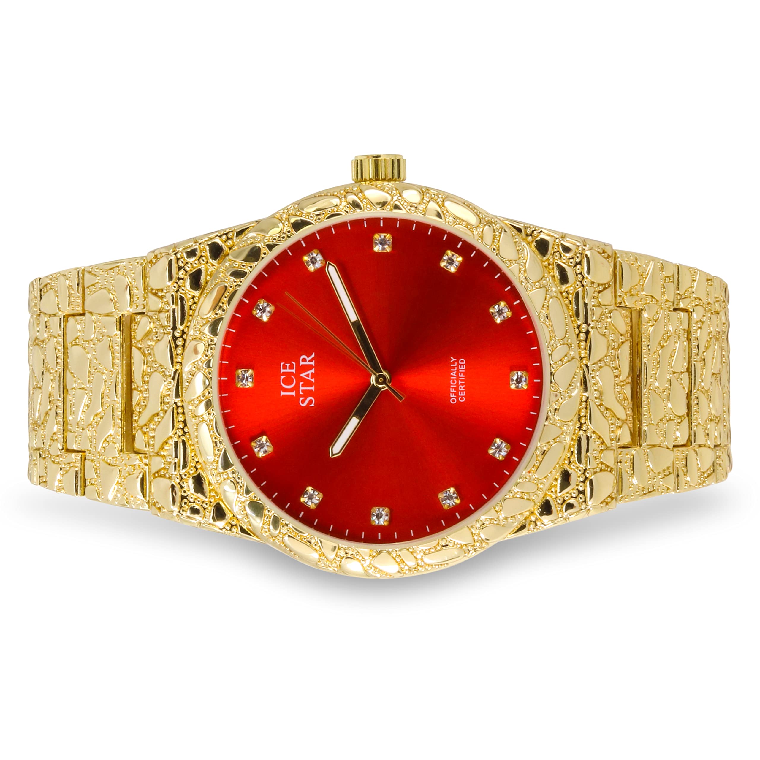Men's 45mm Diamond Accent Nugget Watch & Bracelet Set