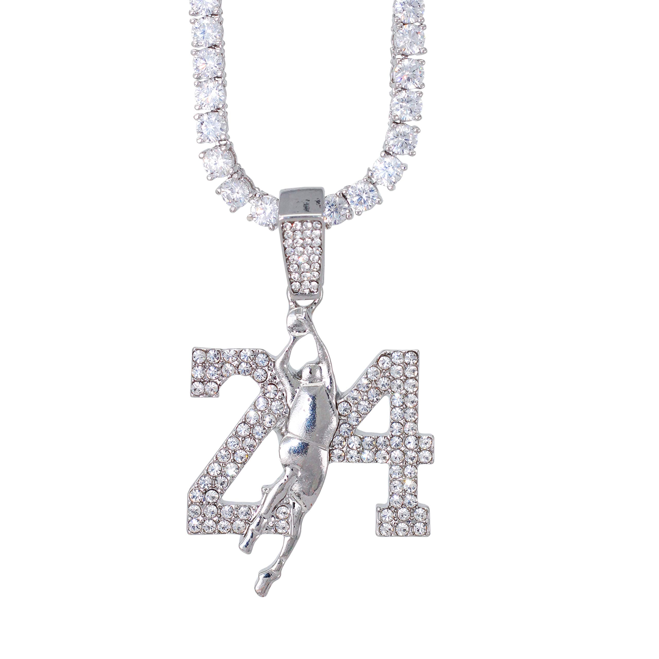 Iced Out Basketball Pendant Necklace with Tennis Chain – 20 Inches