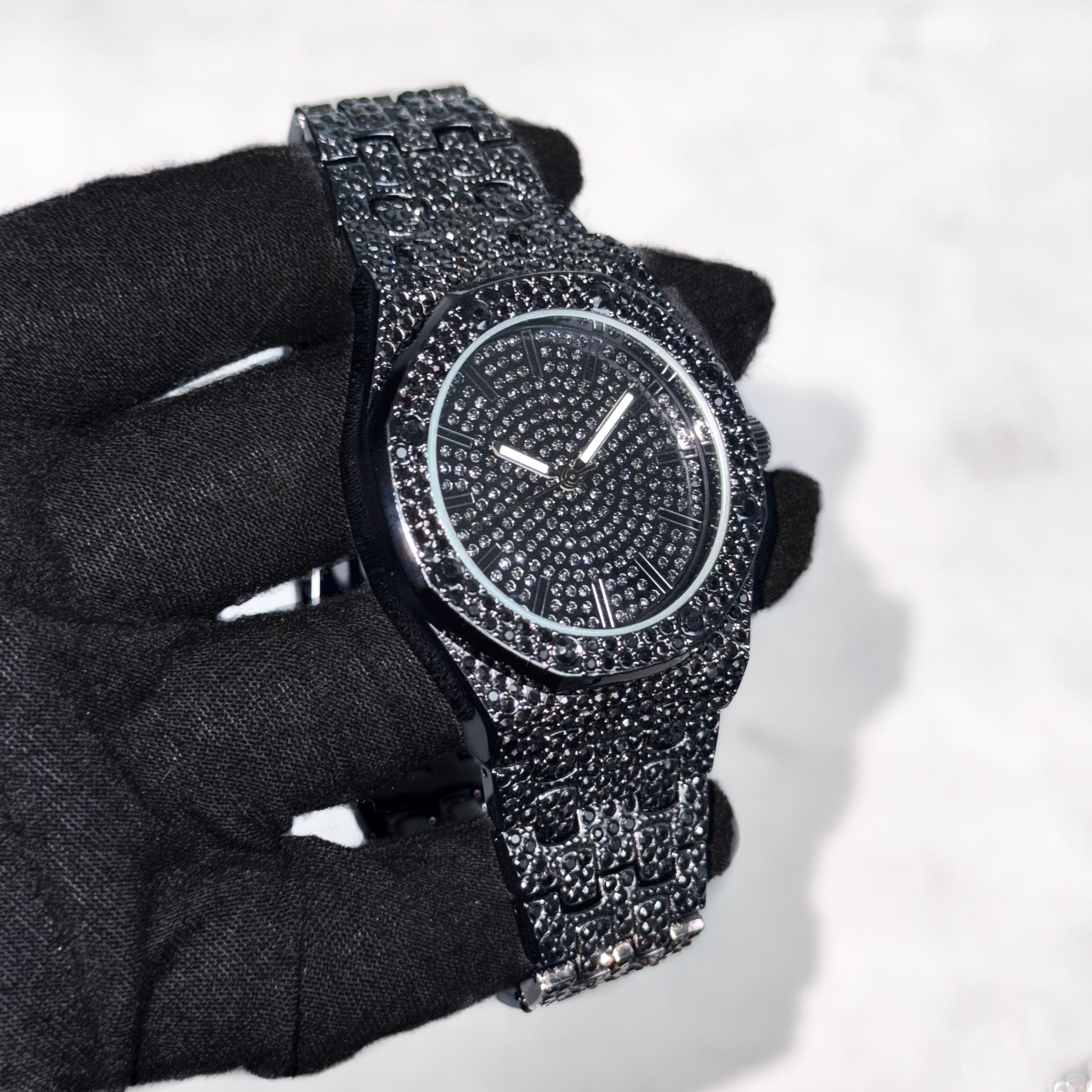 Men's 40mm Iced Out Octagon Watch - Metal Band, Quartz Movement