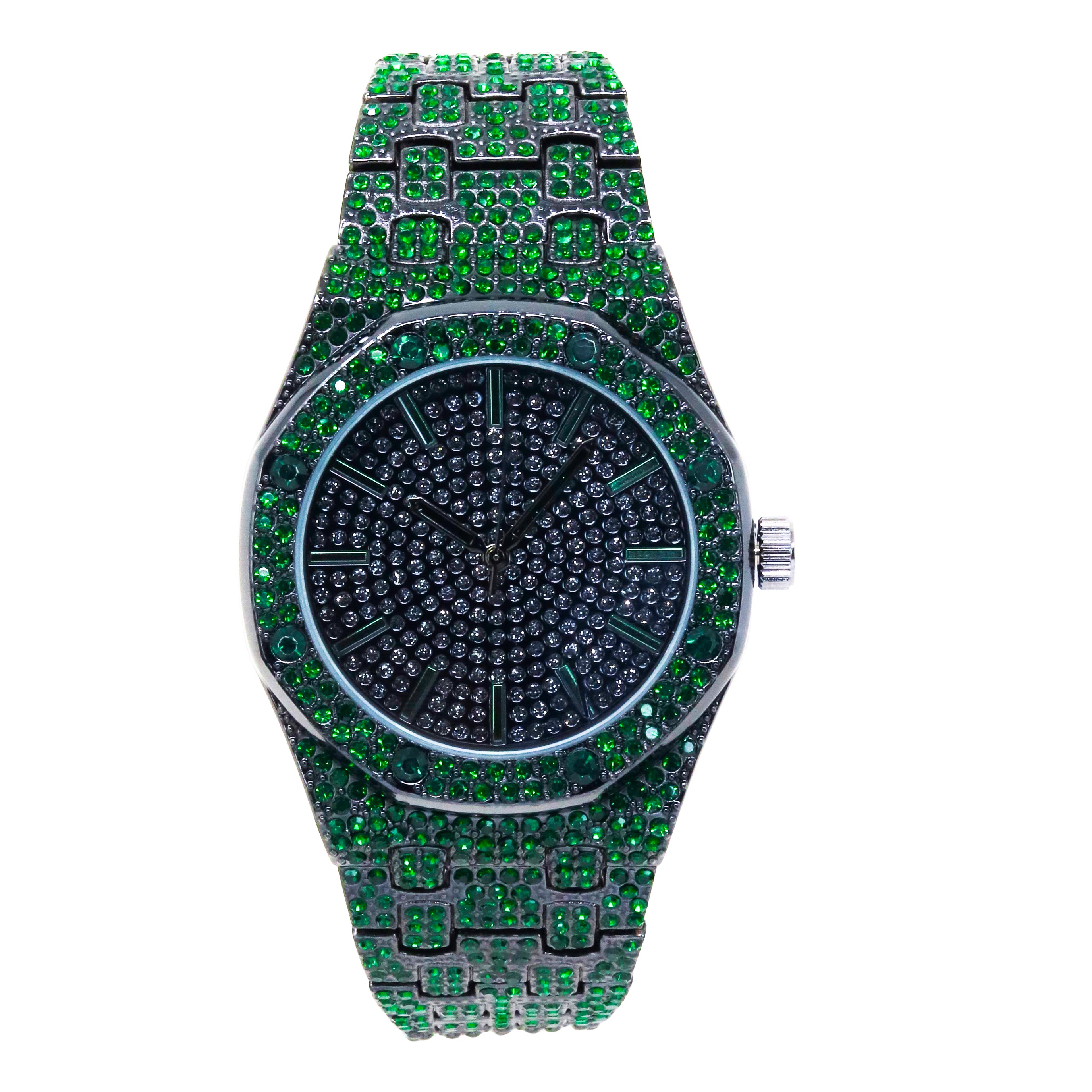 Men's 40mm Iced Out Octagon Watch - Metal Band, Quartz Movement