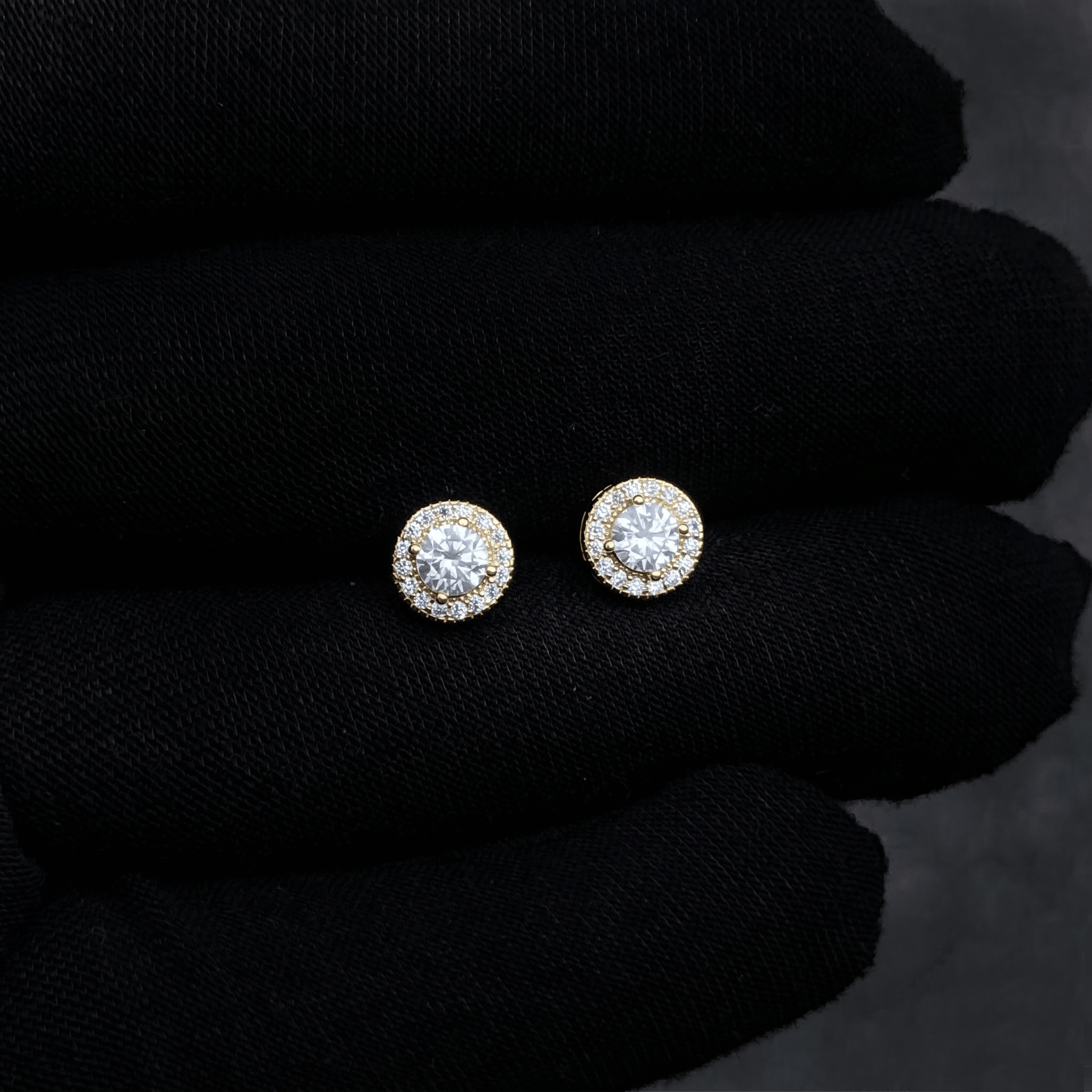 7mm Round Moissanite Cluster Earrings, 0.82ct Diamond Studs in White Gold