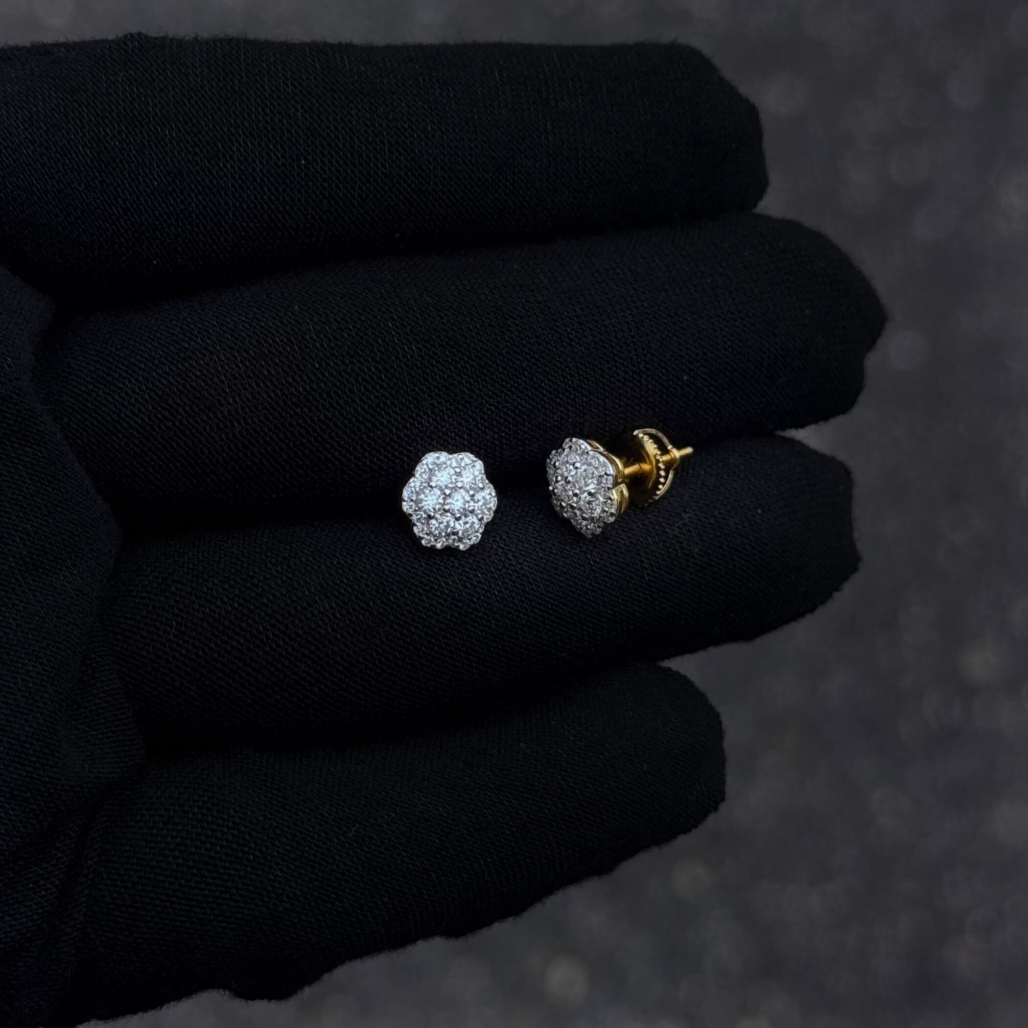 9mm Moissanite Flower Cluster Earrings, 0.76ct Diamond Studs in Sterling Silver