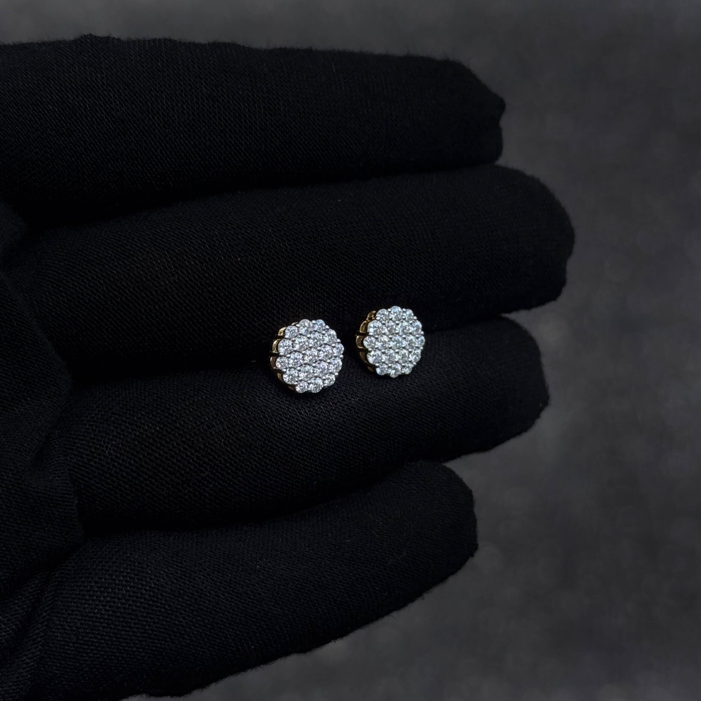 9mm Moissanite Cluster Earrings, 0.88ct Diamond Studs in Sterling Silver