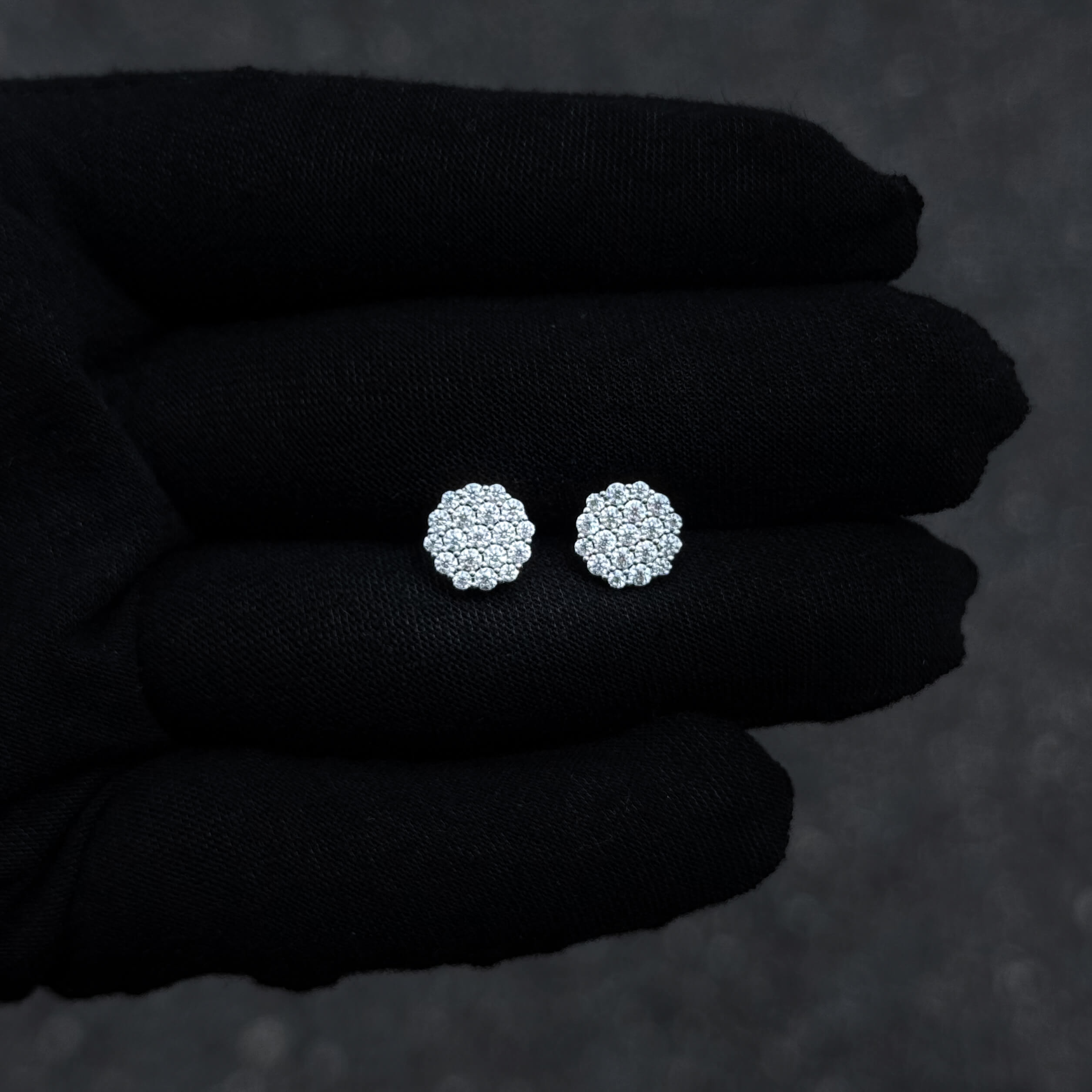 9mm Moissanite Cluster Earrings, 0.88ct Diamond Studs in Sterling Silver