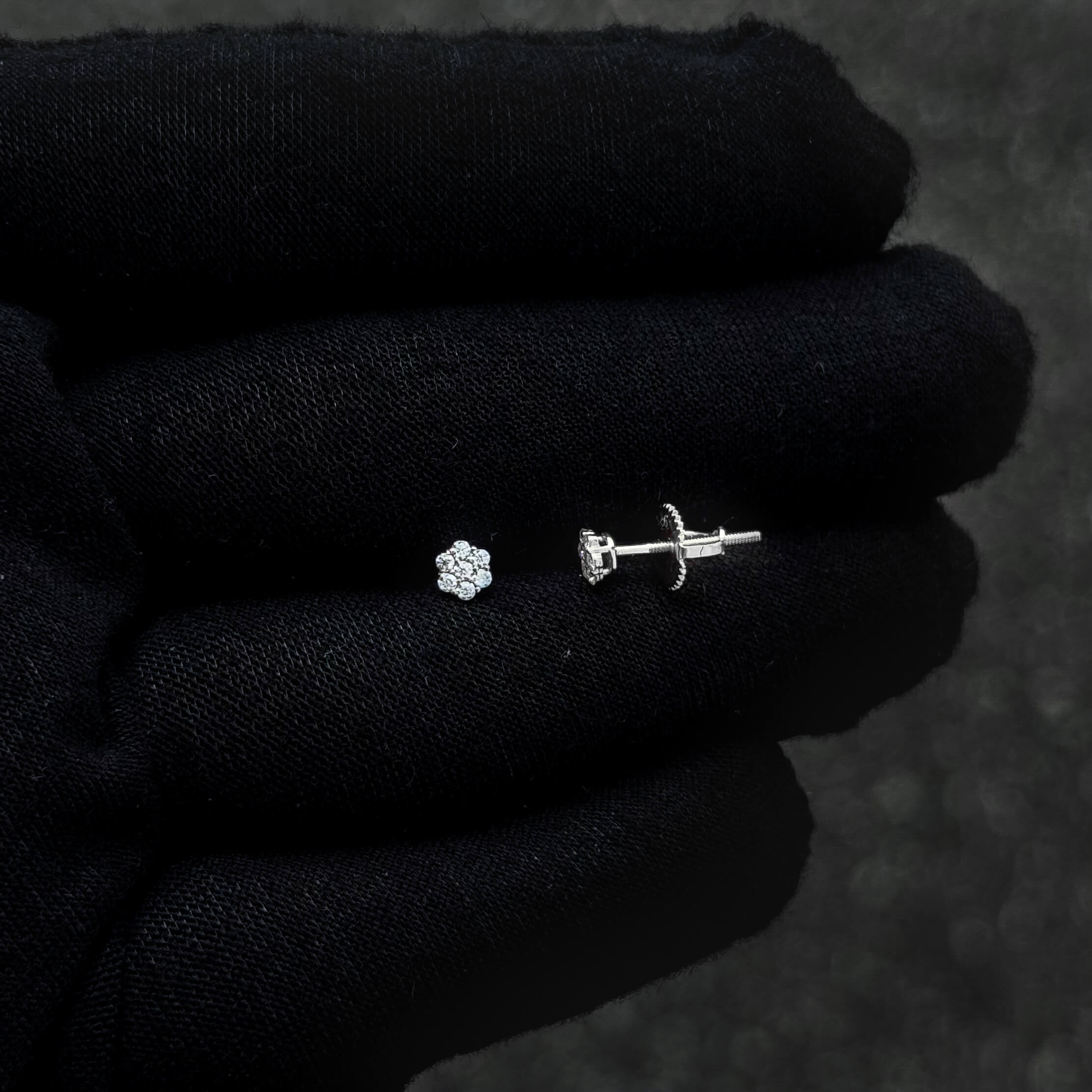 5mm Octagon Moissanite Cluster Earrings, 0.32ct Diamond Studs in Sterling Silver