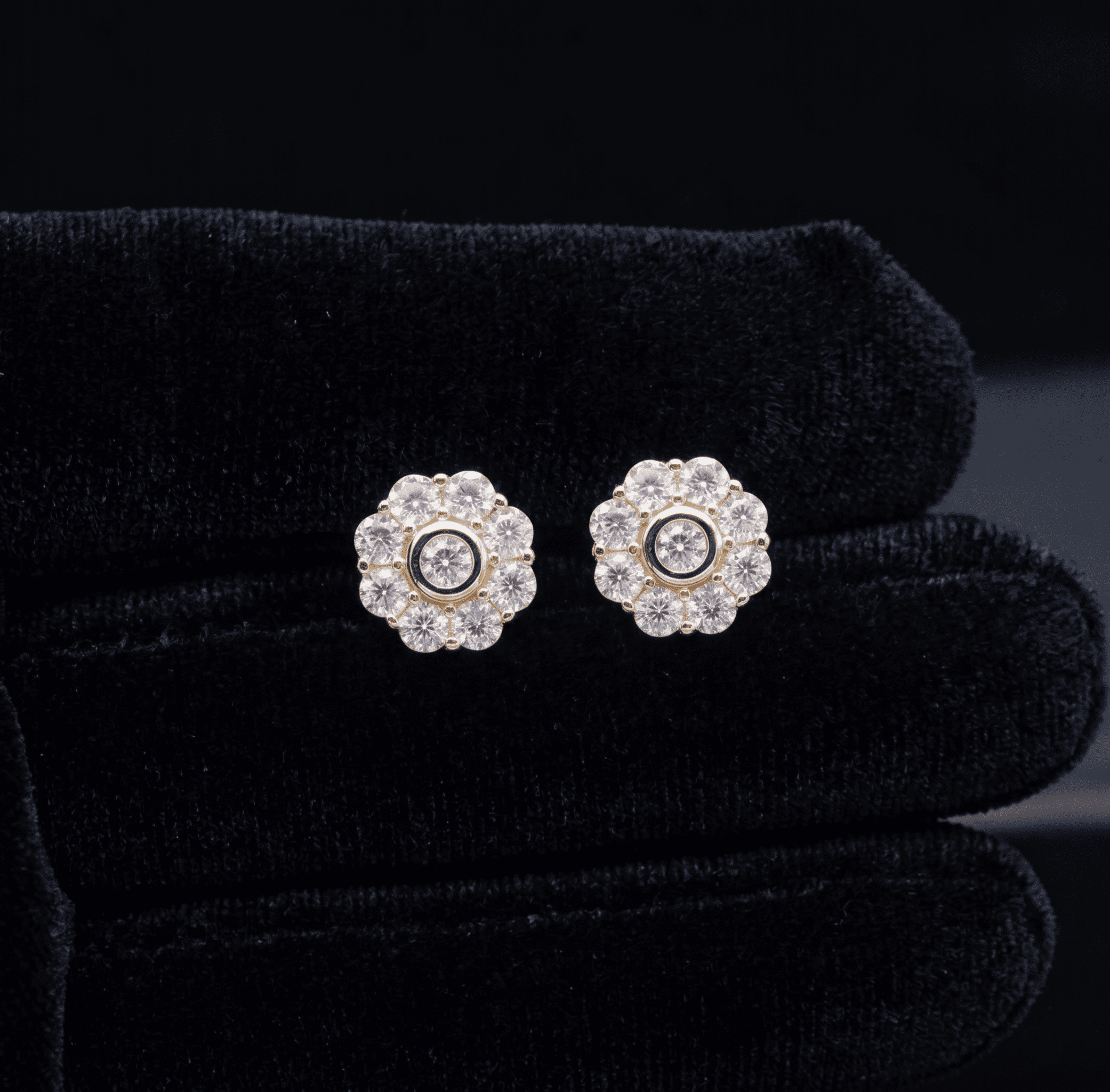 7mm Moissanite Floral Stud Earrings In premium sterling silver
